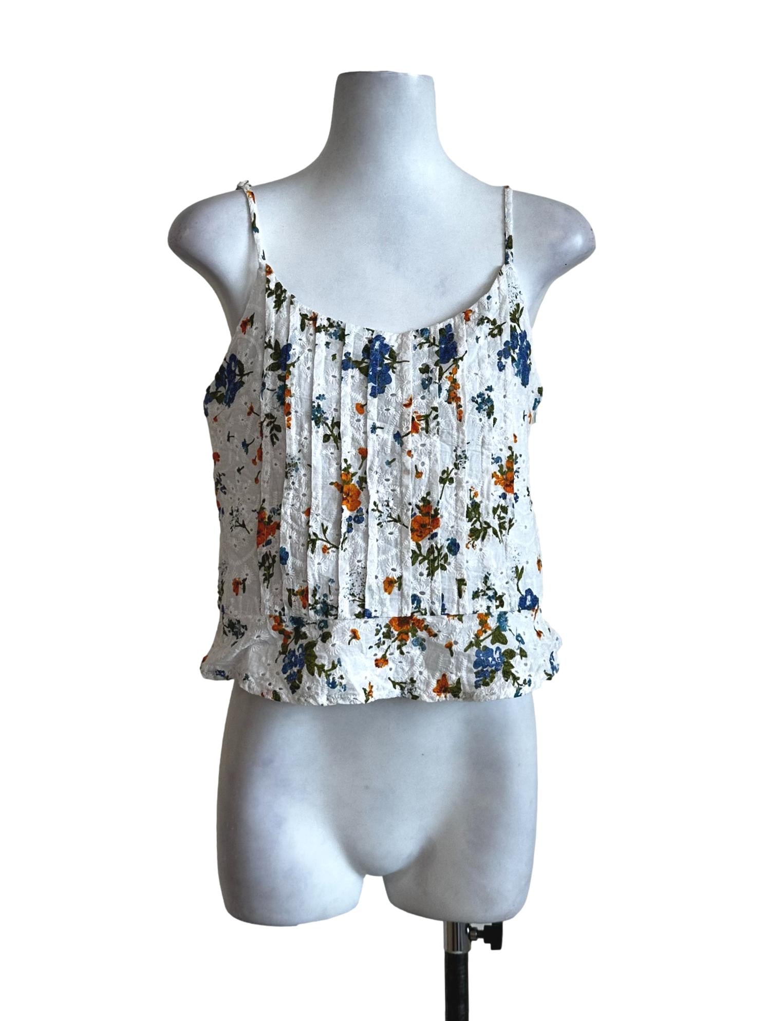 White Flower Embroidered Top