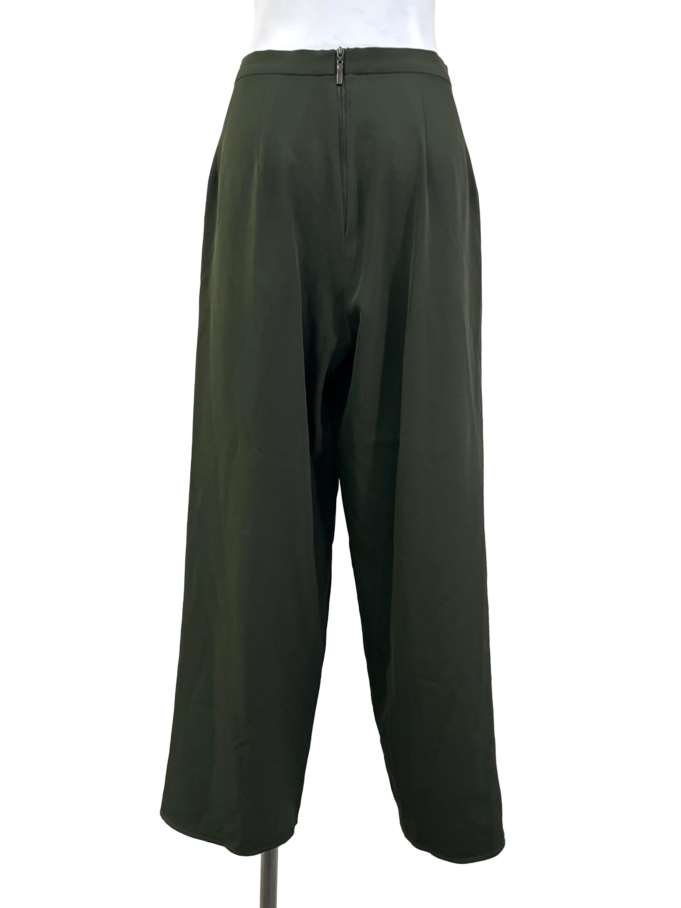 Forest Green Flowy Palazzo Trousers