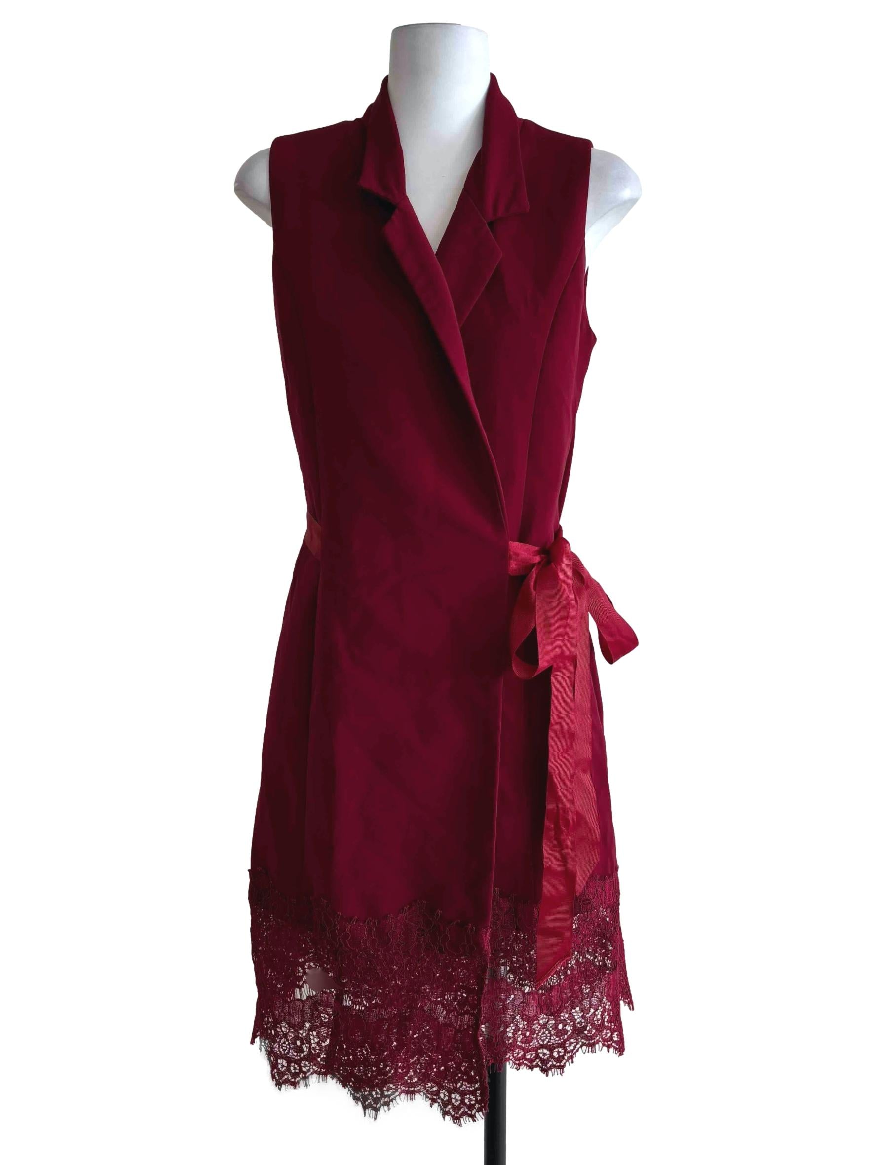 Ruby Red Lace Hem Wrap Dress