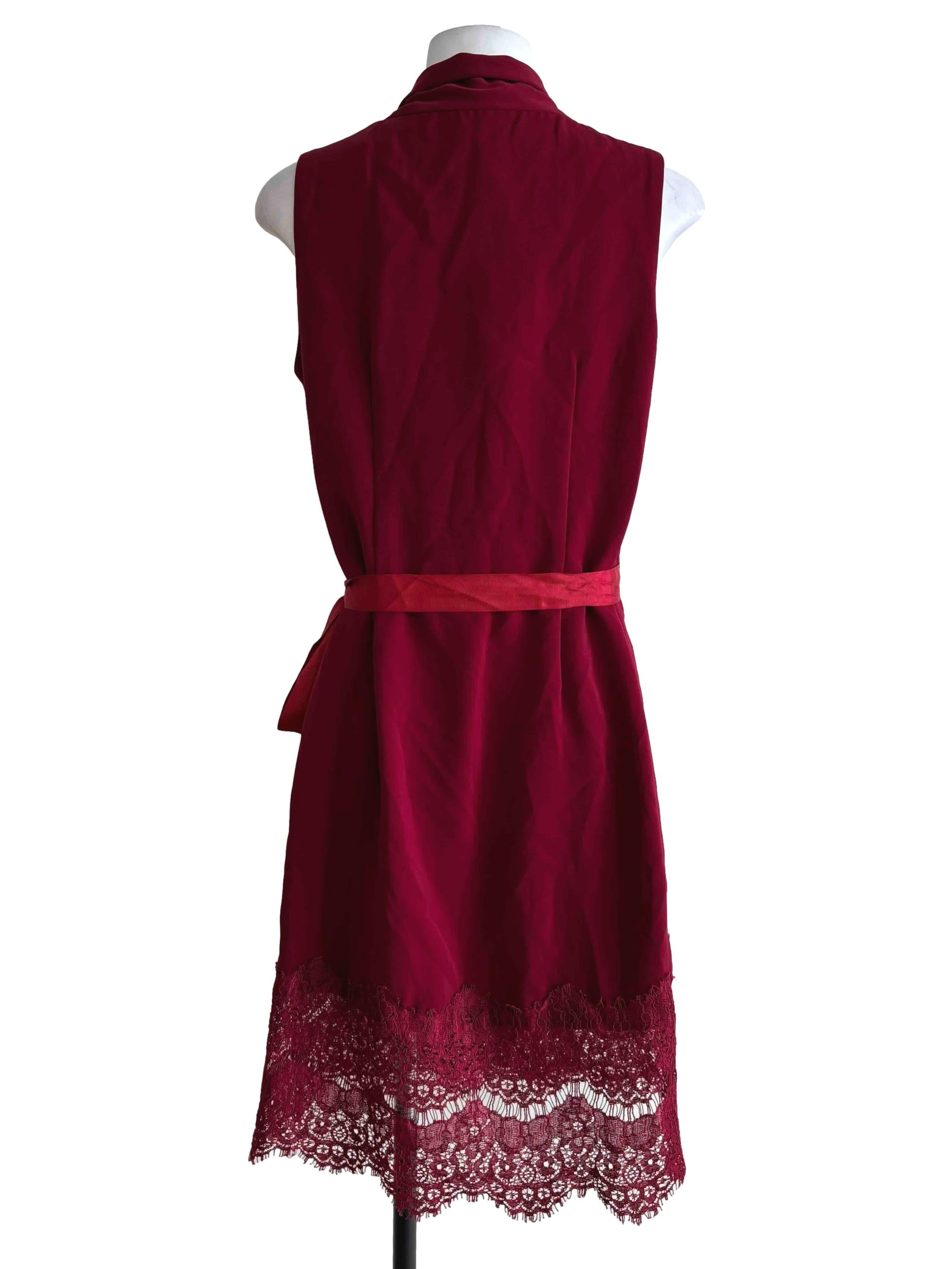 Ruby Red Lace Hem Wrap Dress