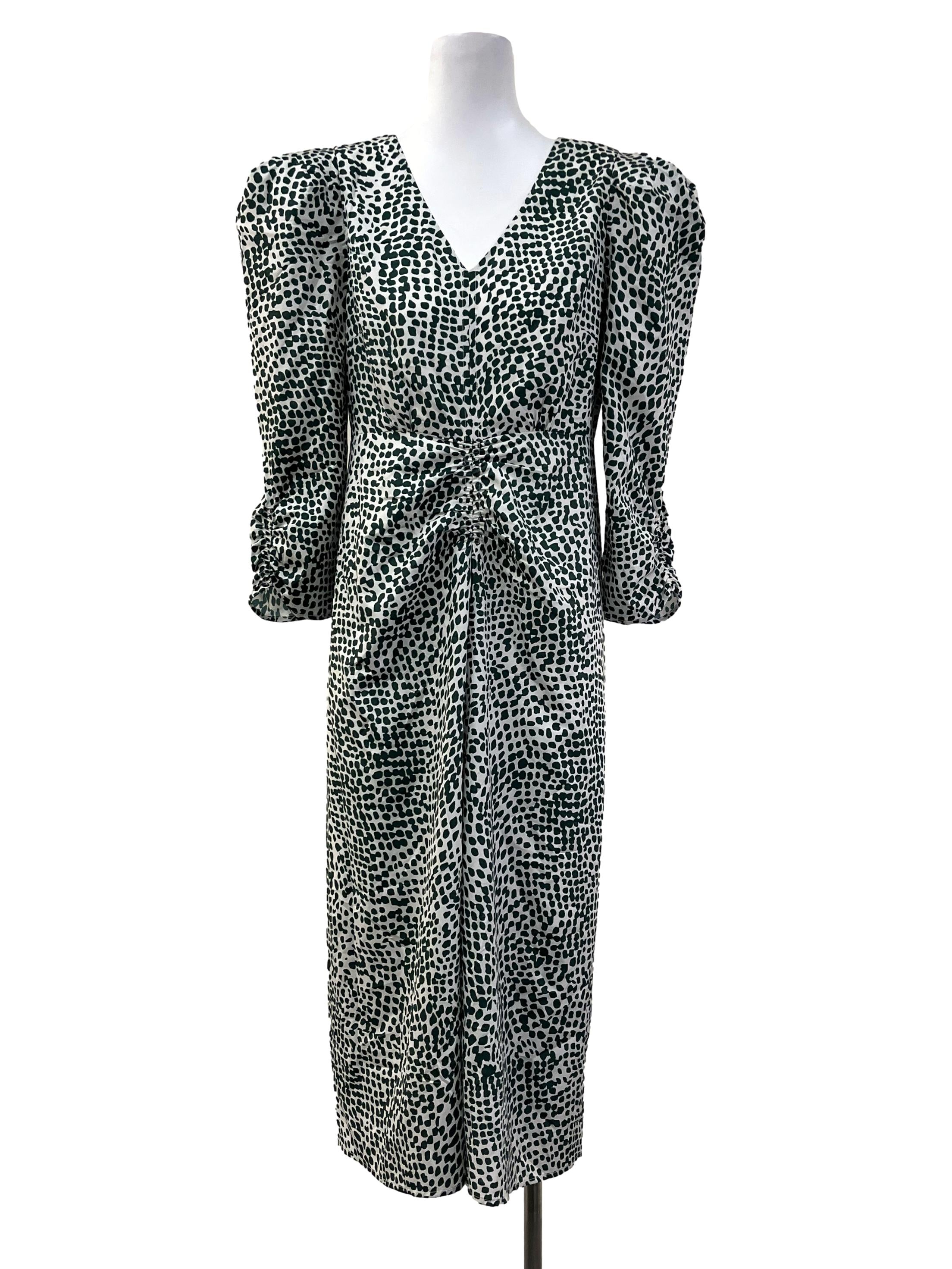 Green White Abstract Printed Dress