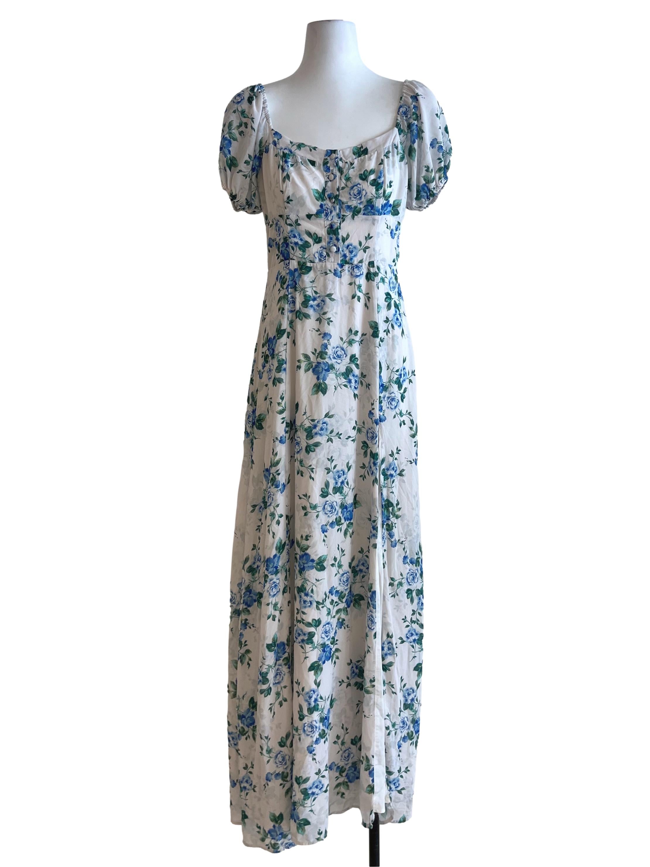 White Floral Empire Dress