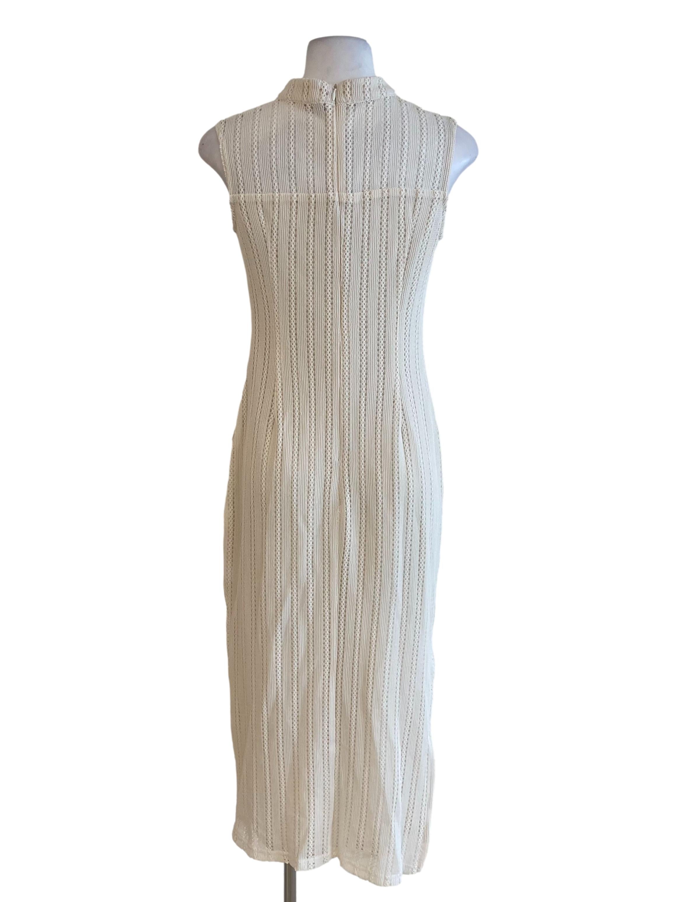 Off White Sleeveless Knit Cheongsam