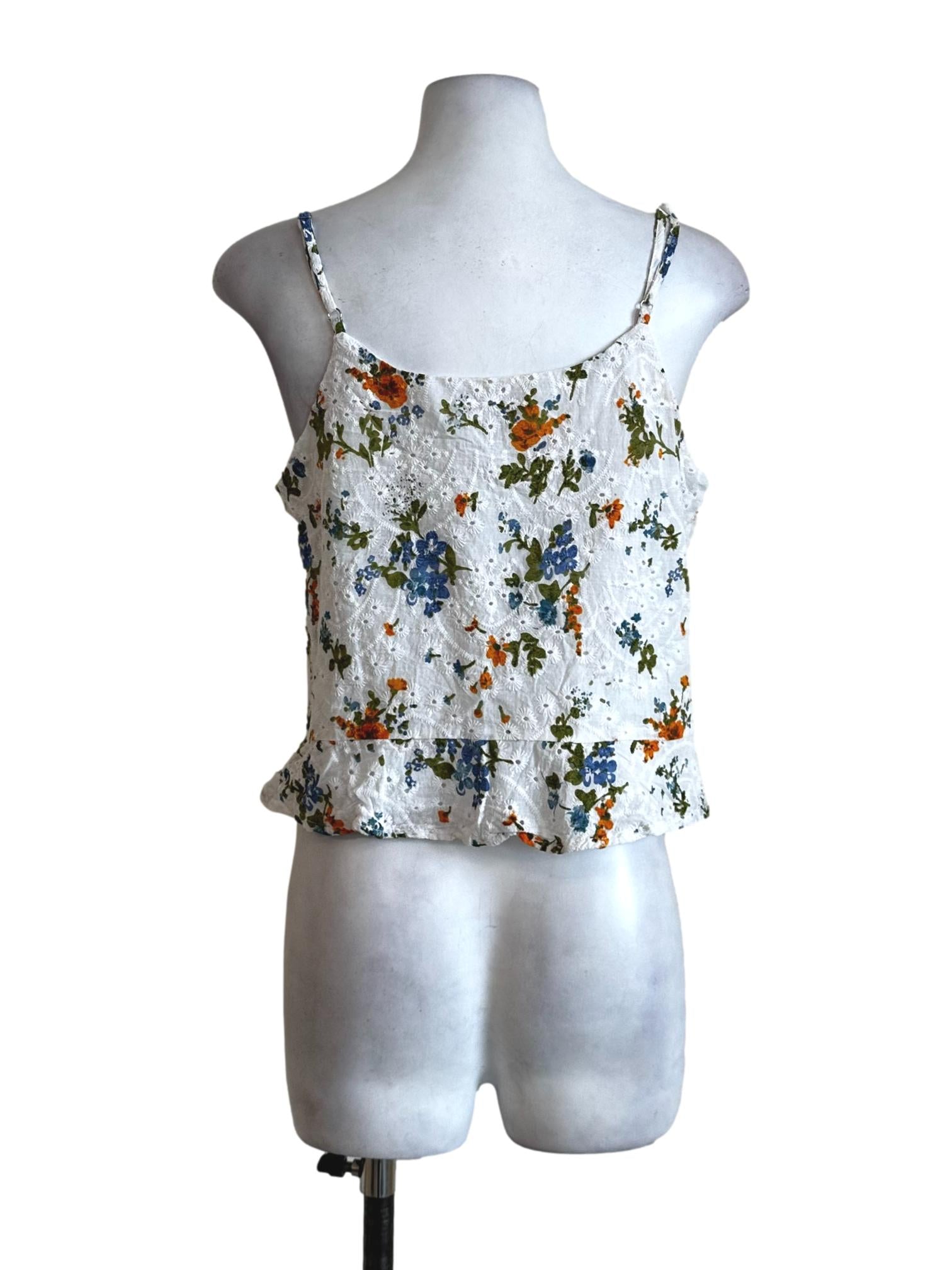 White Flower Embroidered Top