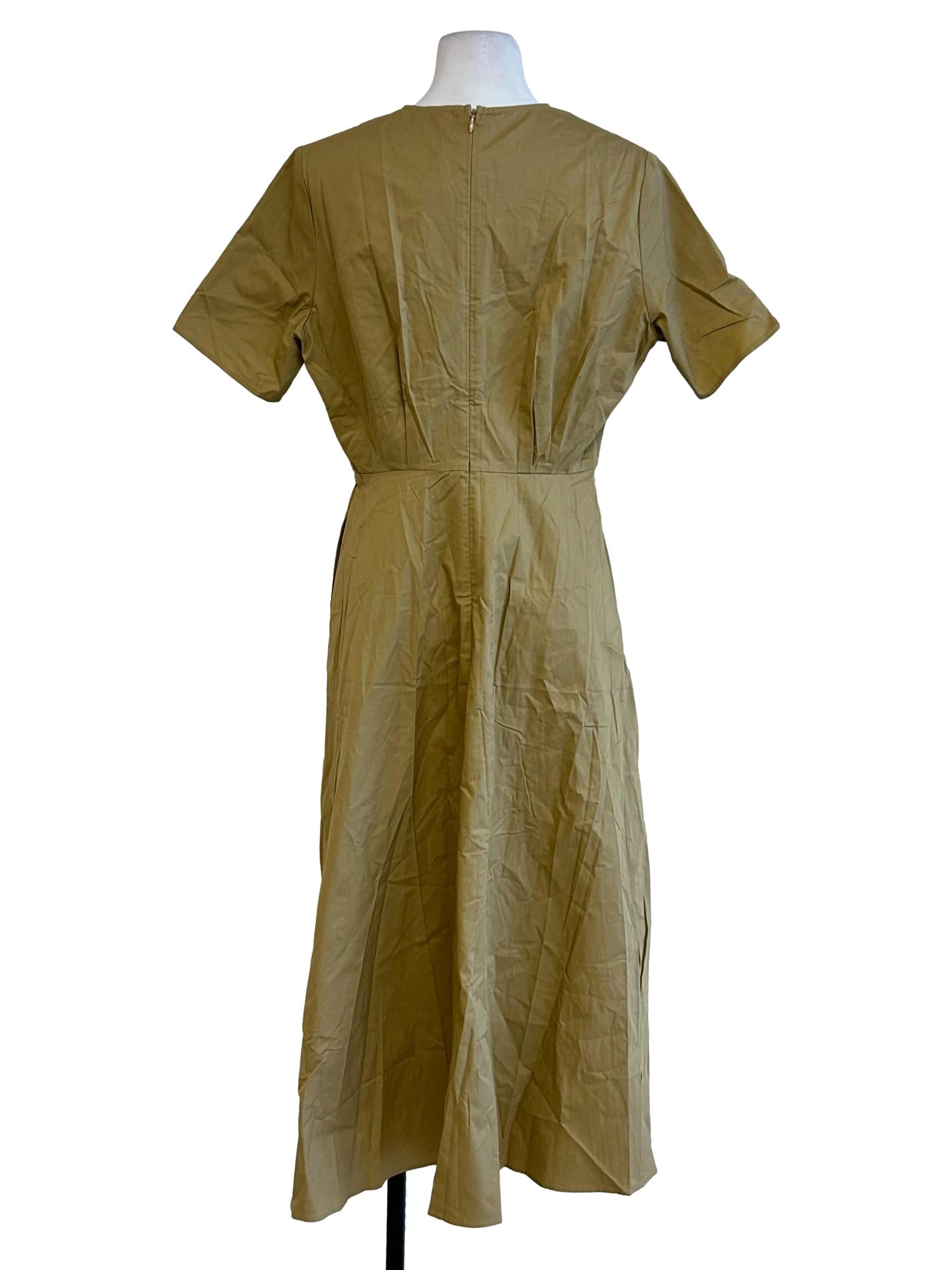 Sand Brown V Neck Dress OSN