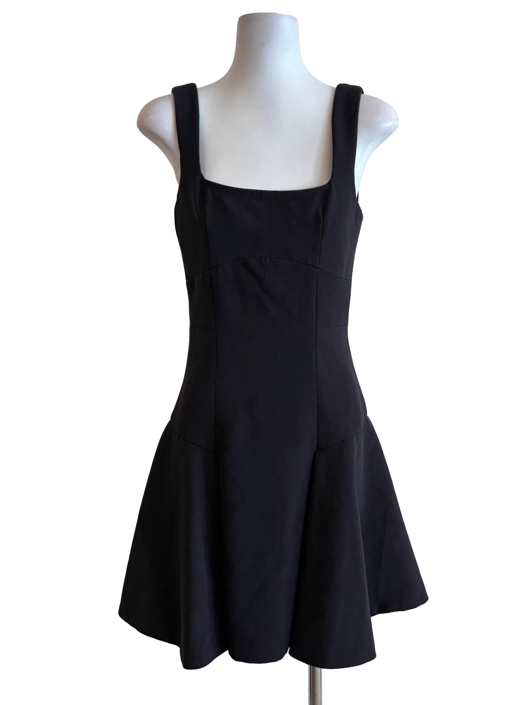 Jet Black Square Neck A-Line Dress