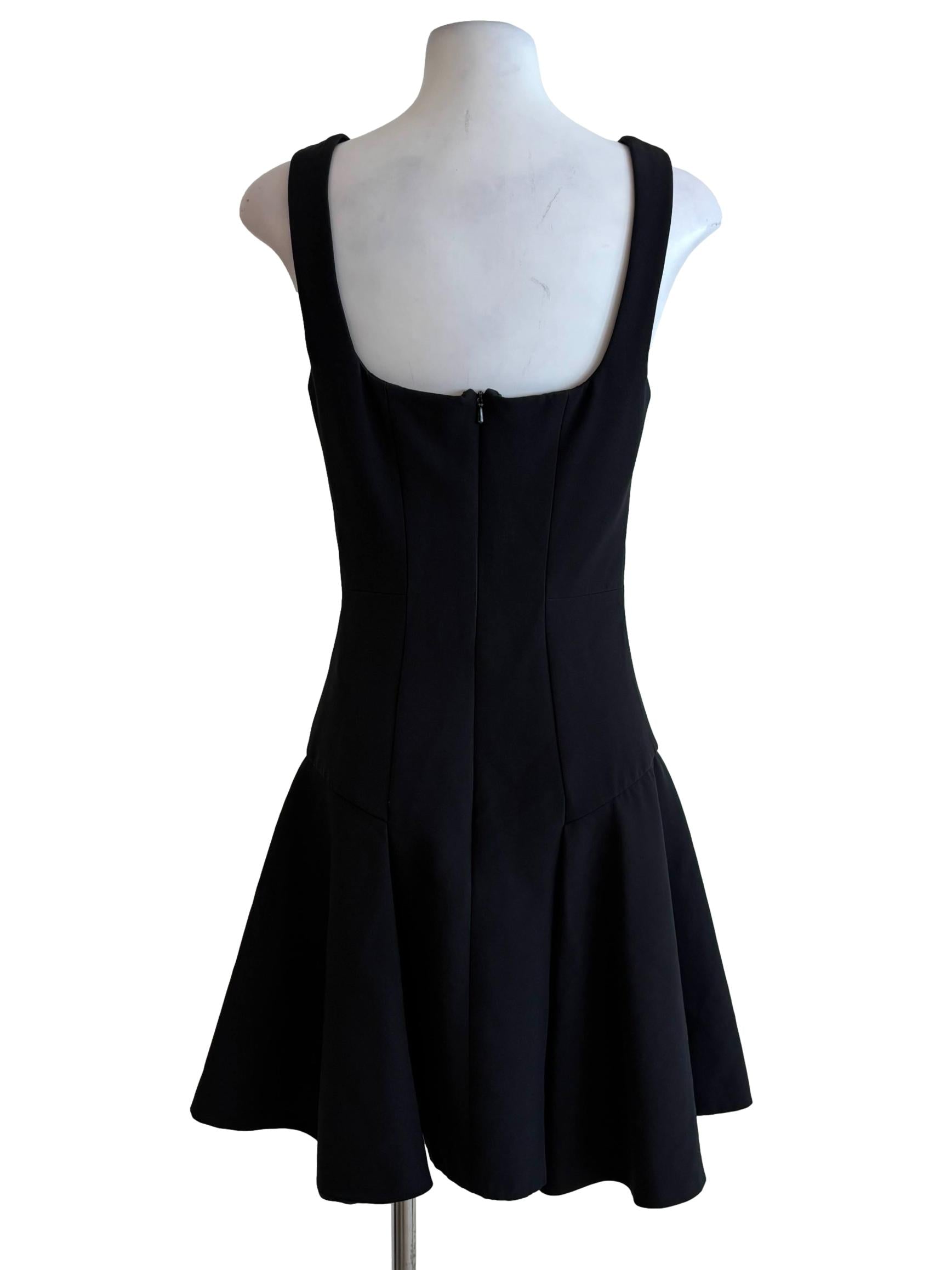 Jet Black Square Neck A-Line Dress