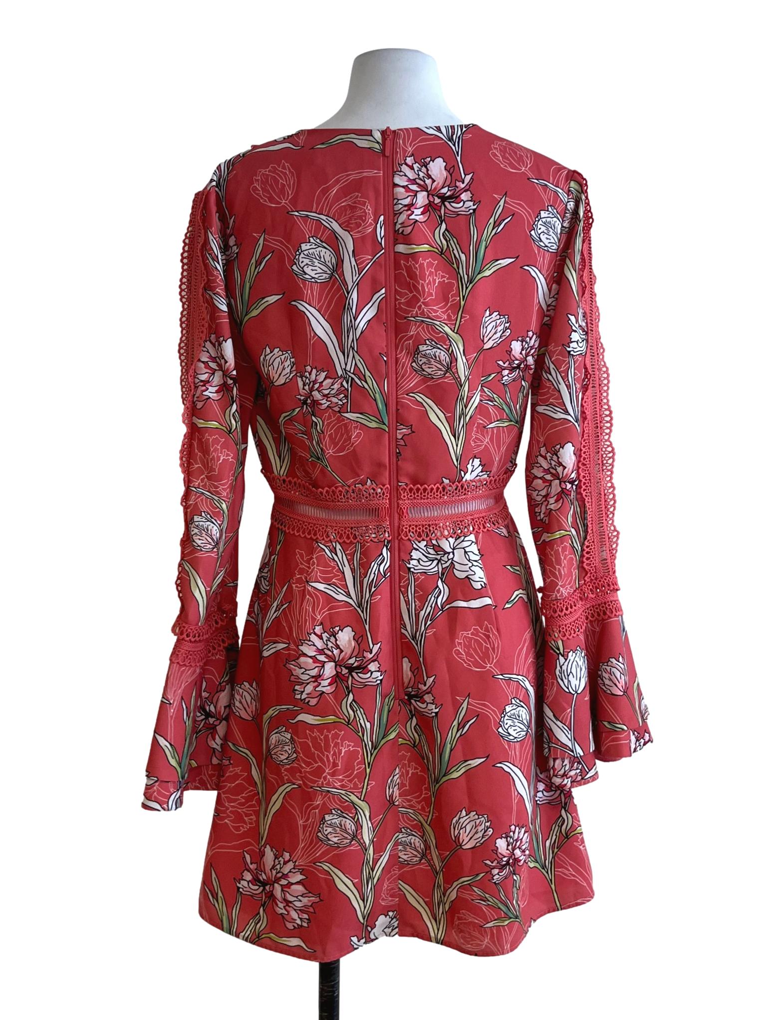 Strawberry Pink Floral Empire Dress