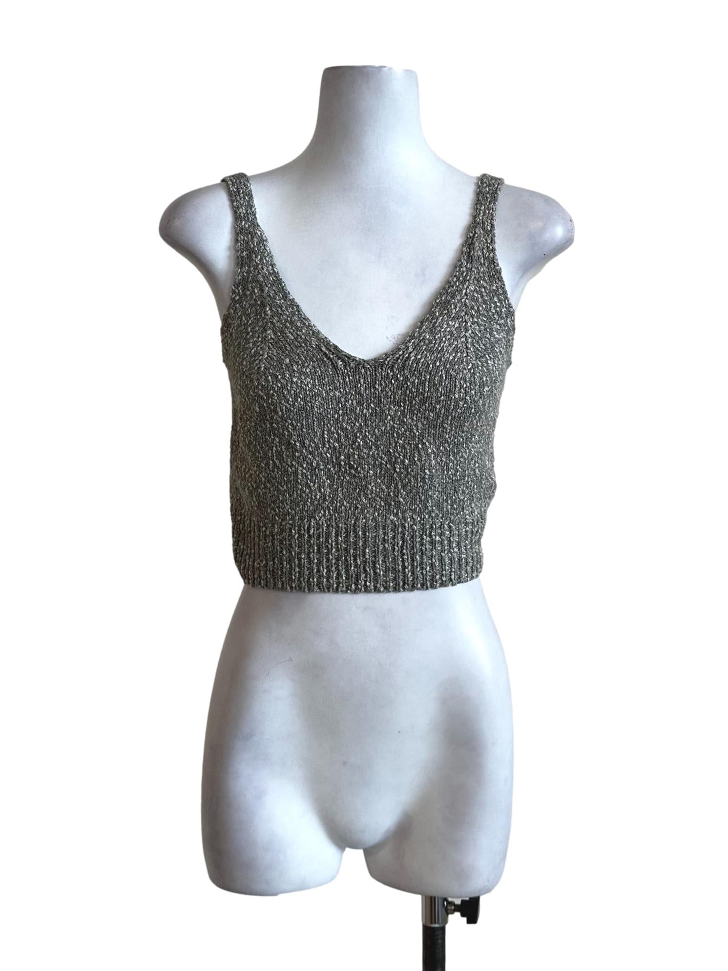 Grey Knit Crop Top