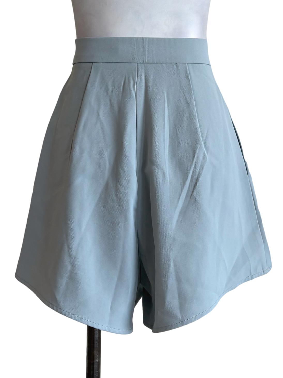 Dusty Blue Pleated Shorts