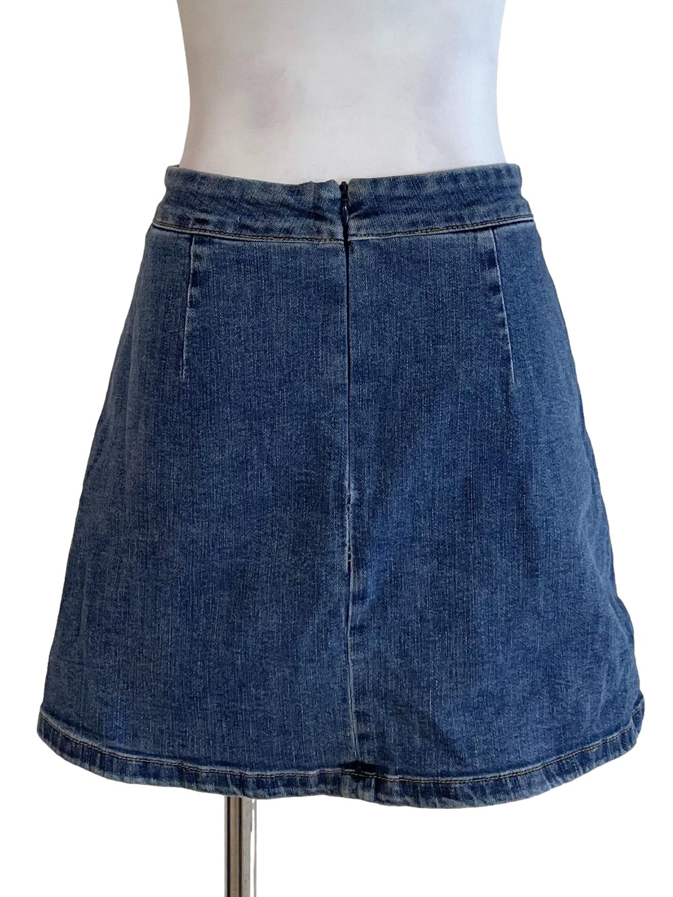 Blue A-Line Denim Mini Skirt