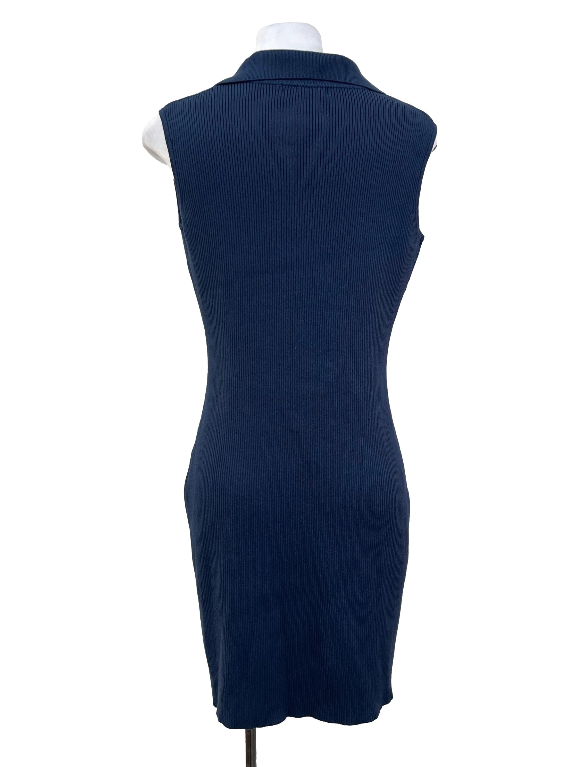 Blue Knitted Collared Dress