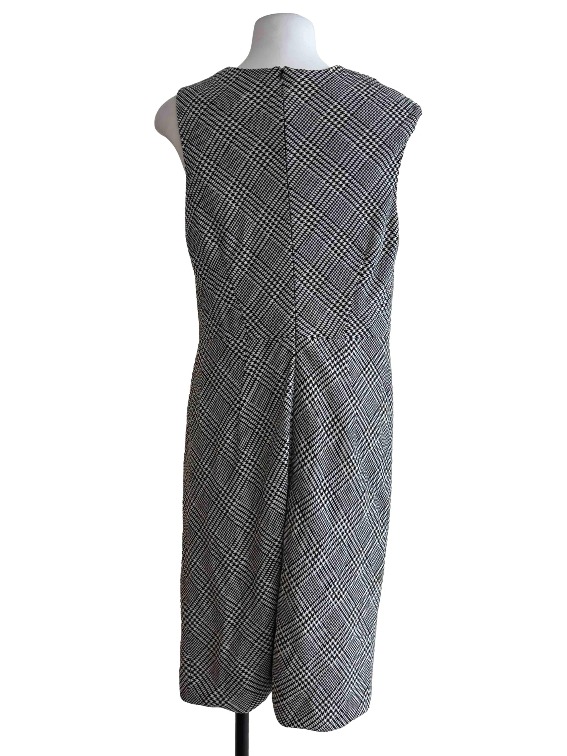 Black And White Front Twist Houndstooth Dress