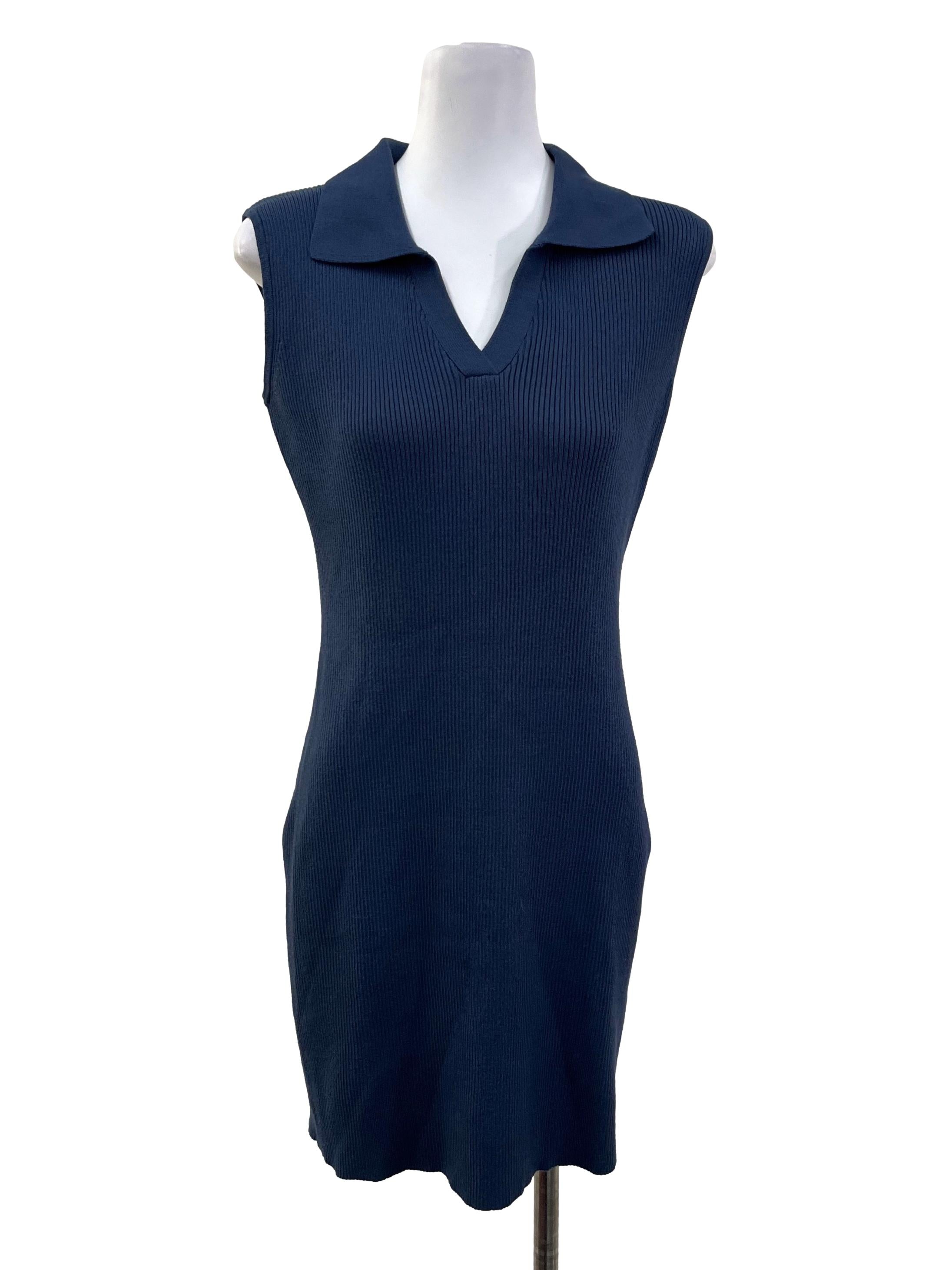 Blue Knitted Collared Dress