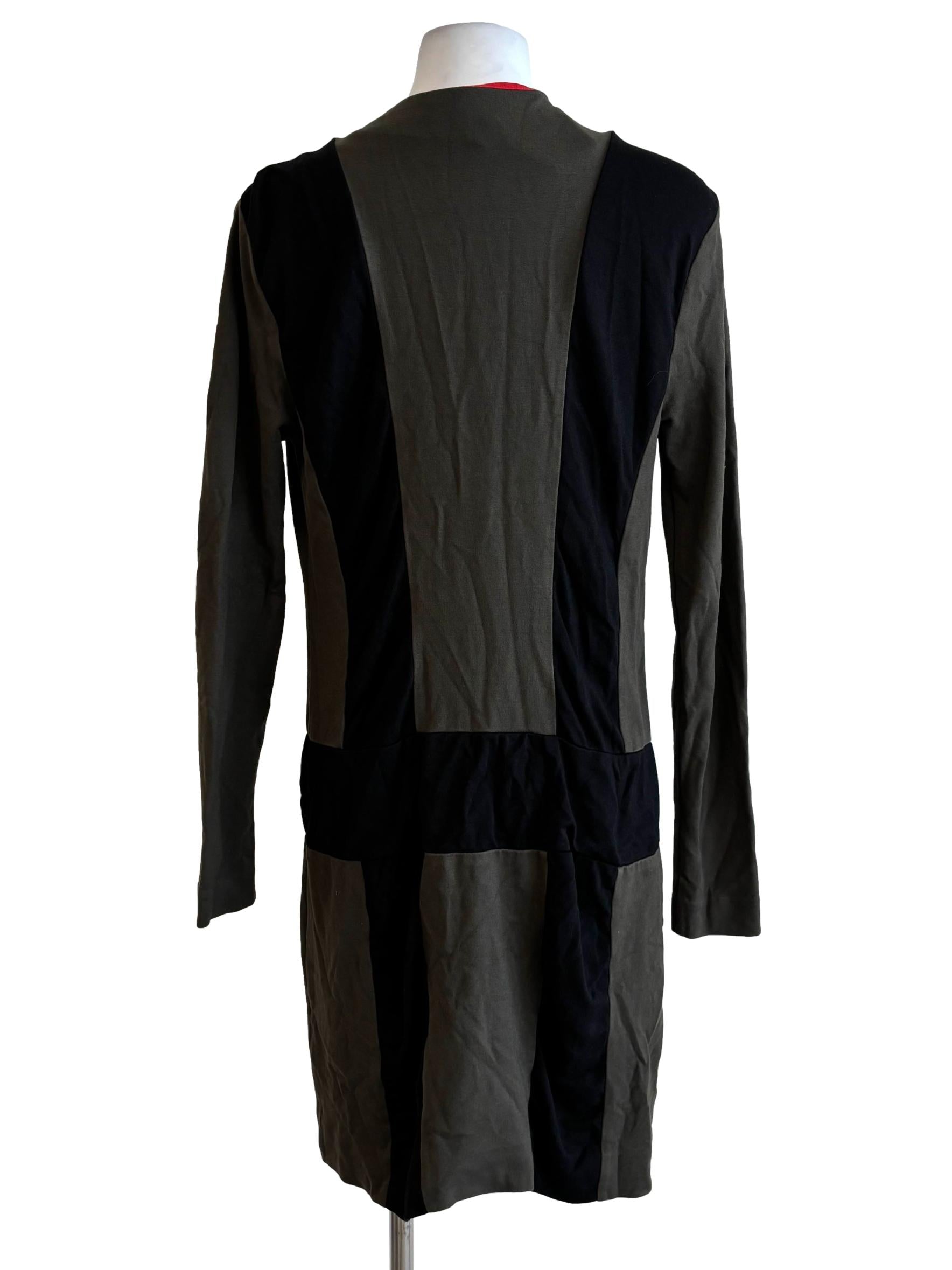 Moss Green Black Lined Long Sleeve Dress