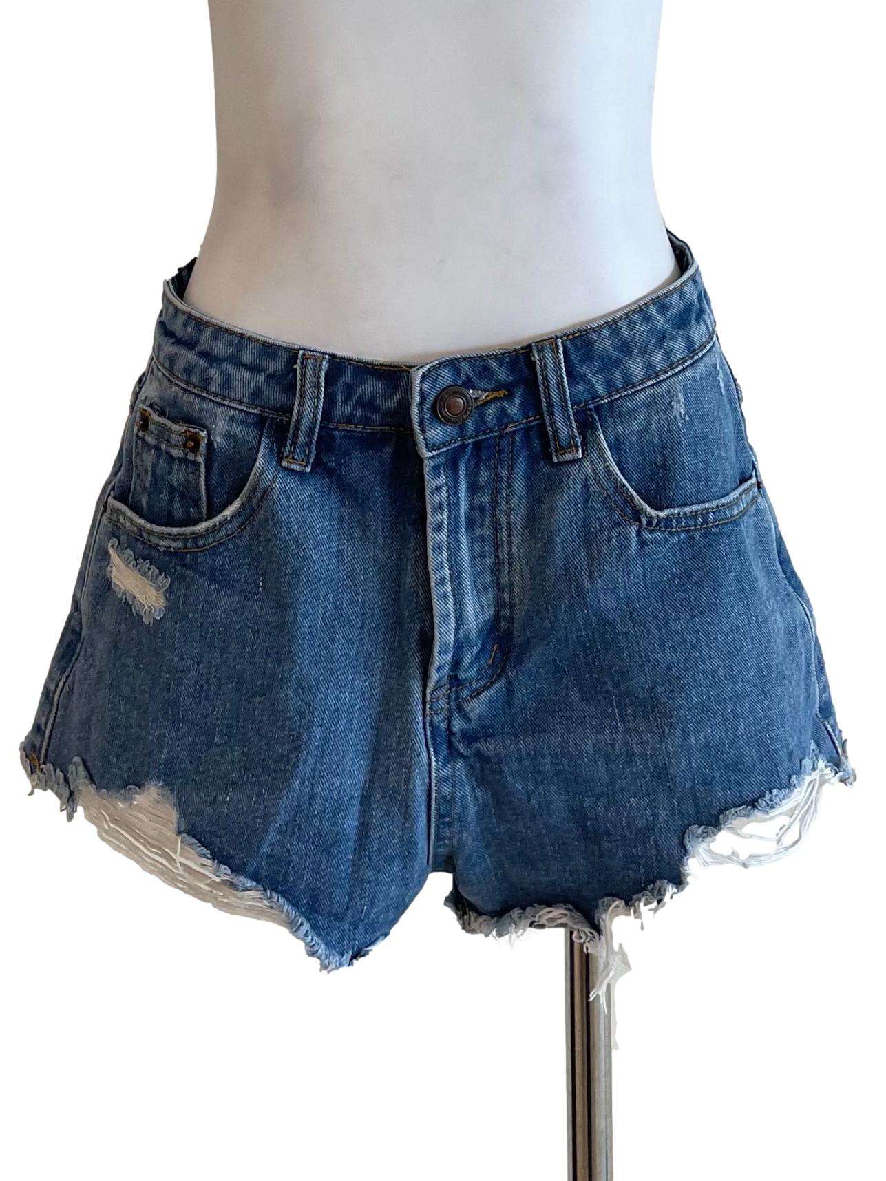 Blue Ripped Jeans Shorts