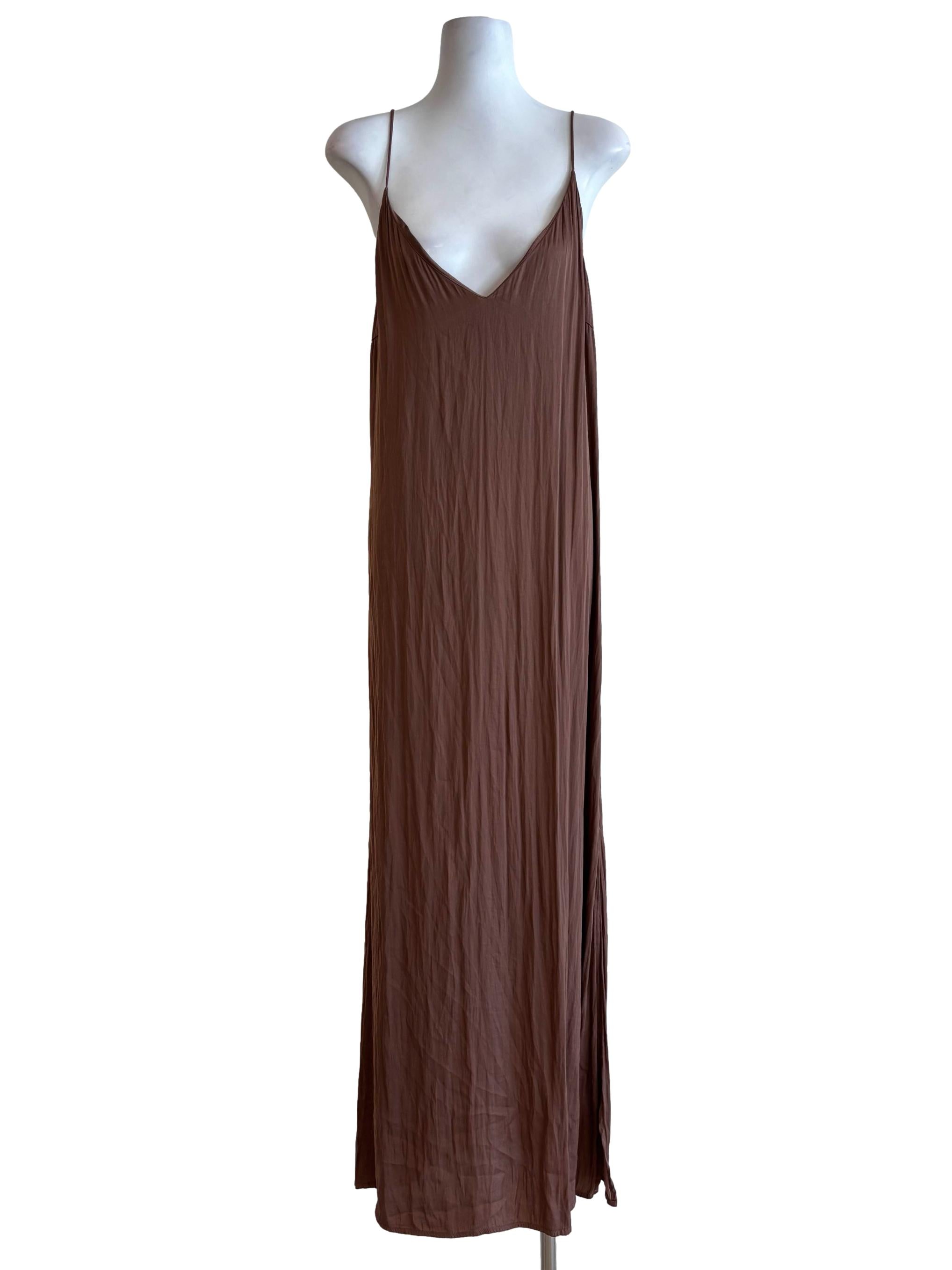 Clay Brown Satin Slip Dress