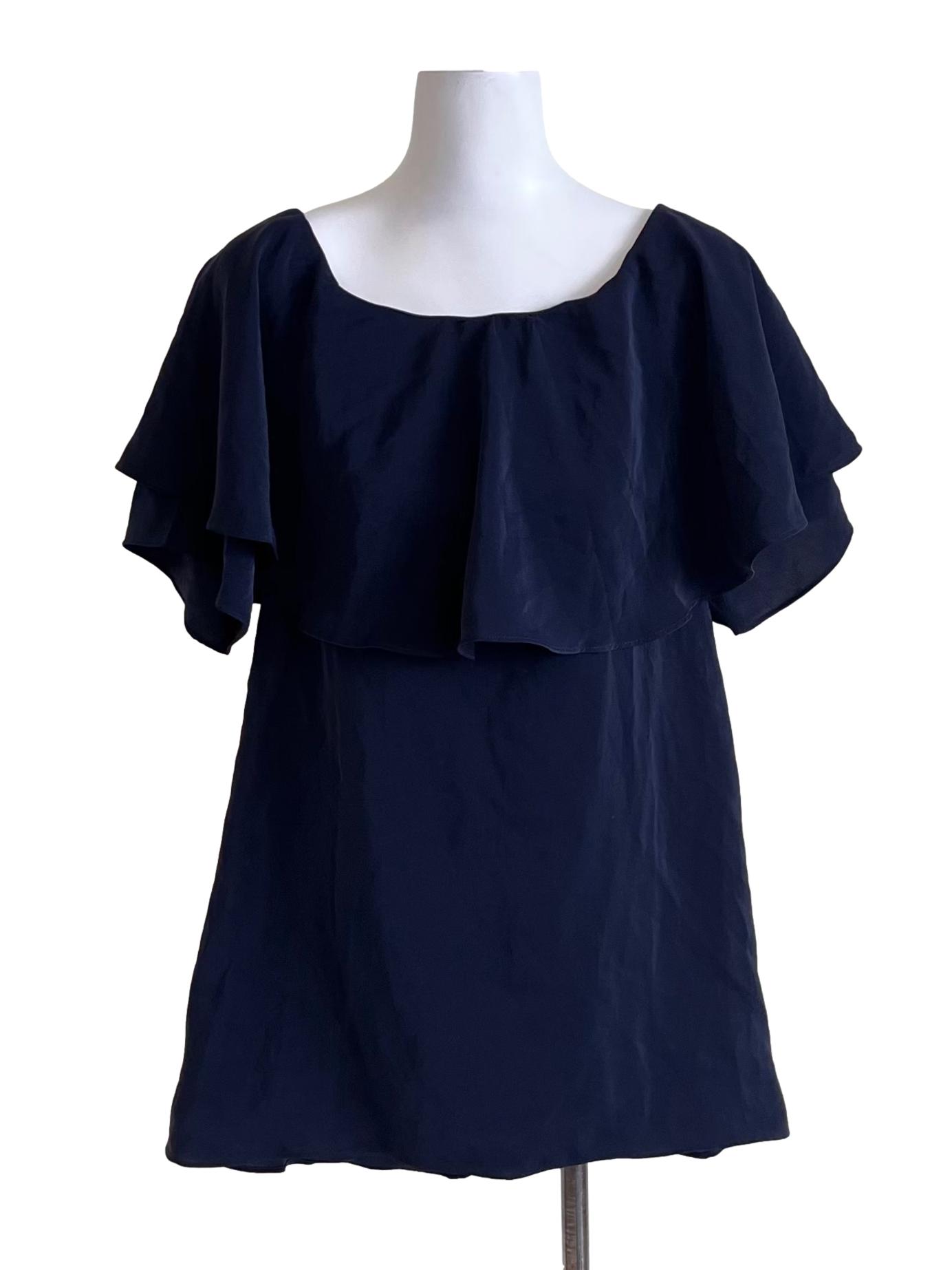 Navy Blue Short Sleeve Blouse