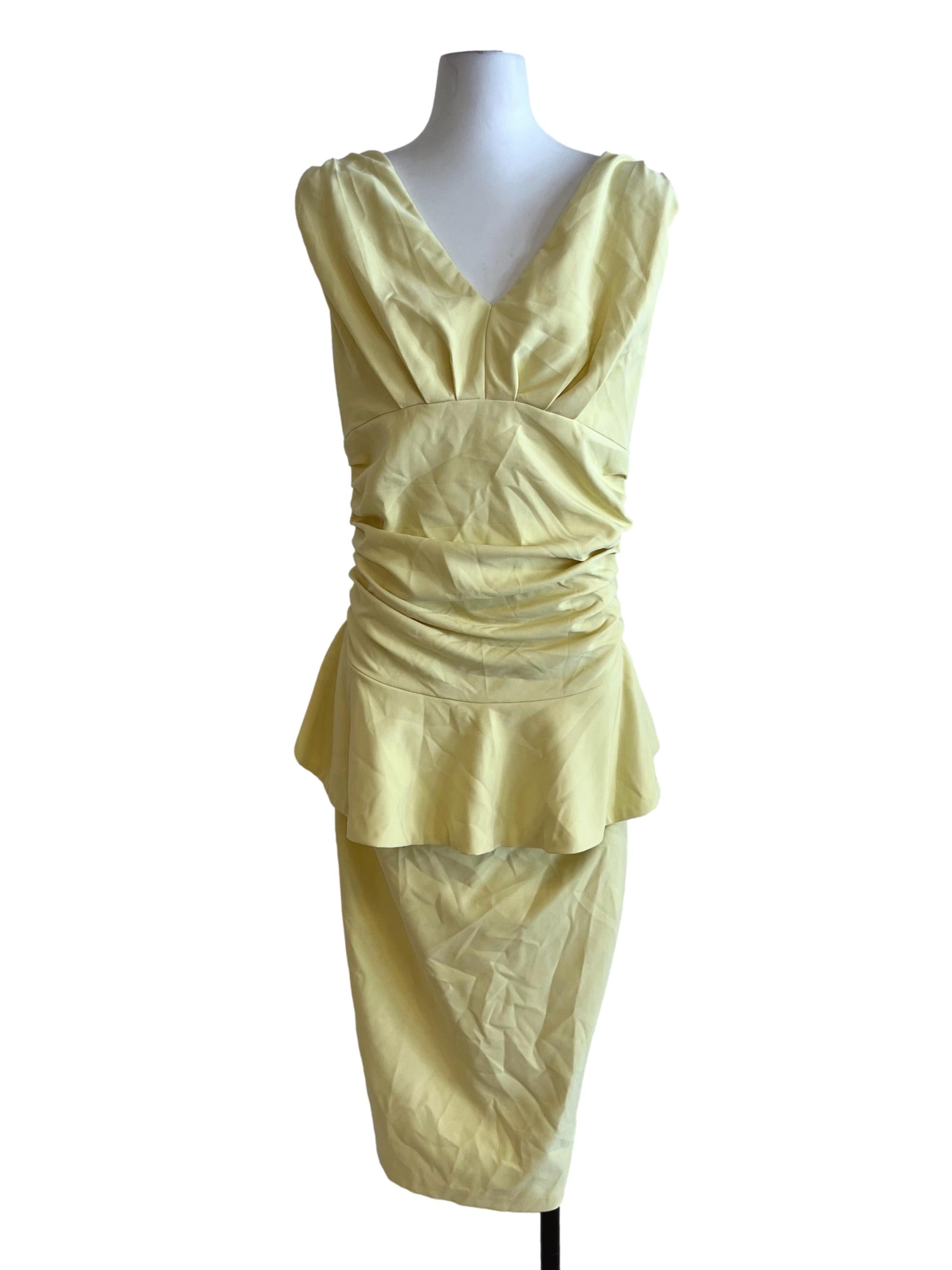 Butter Yellow V-Neckline Sheath Dress