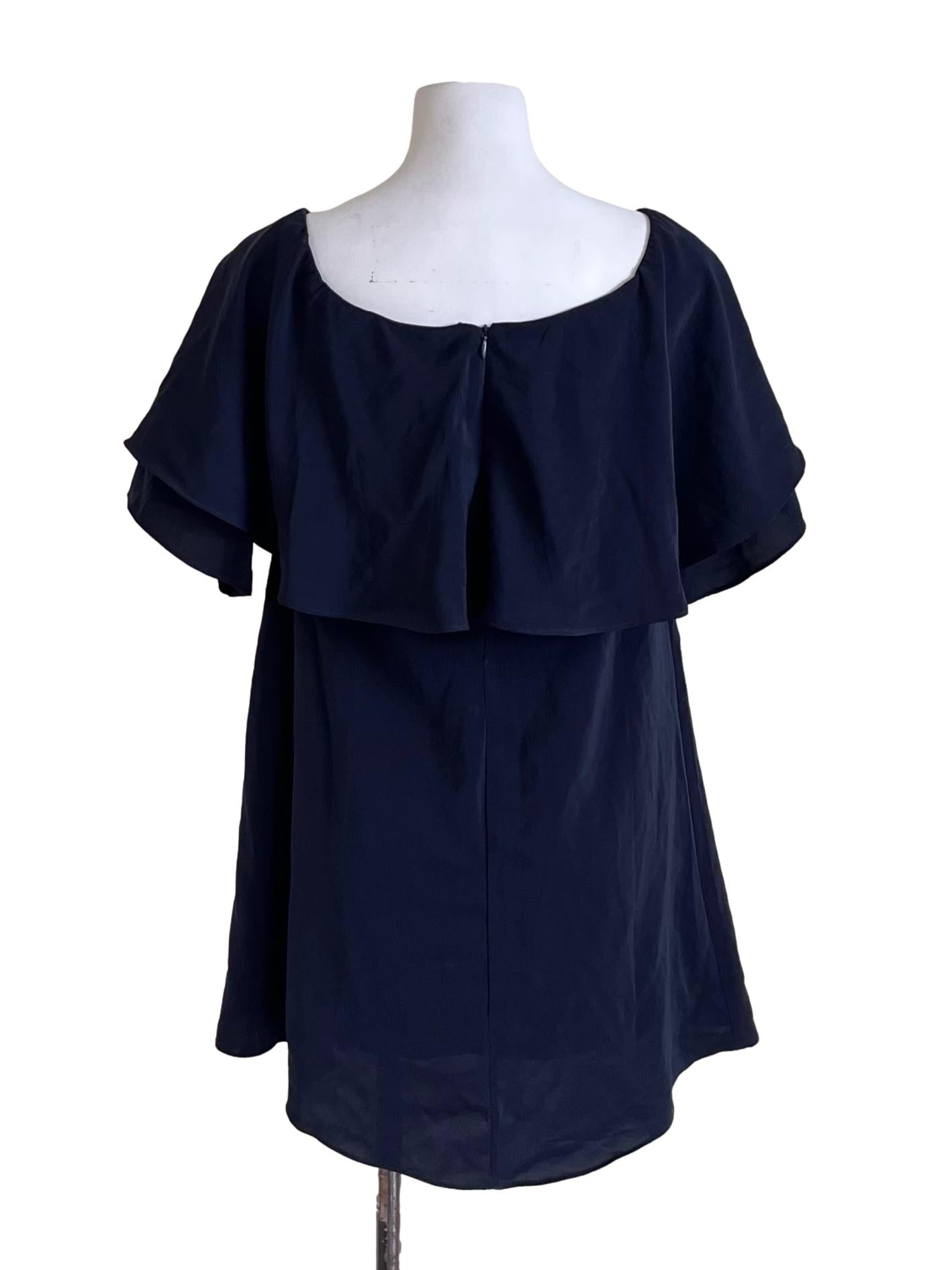Navy Blue Short Sleeve Blouse
