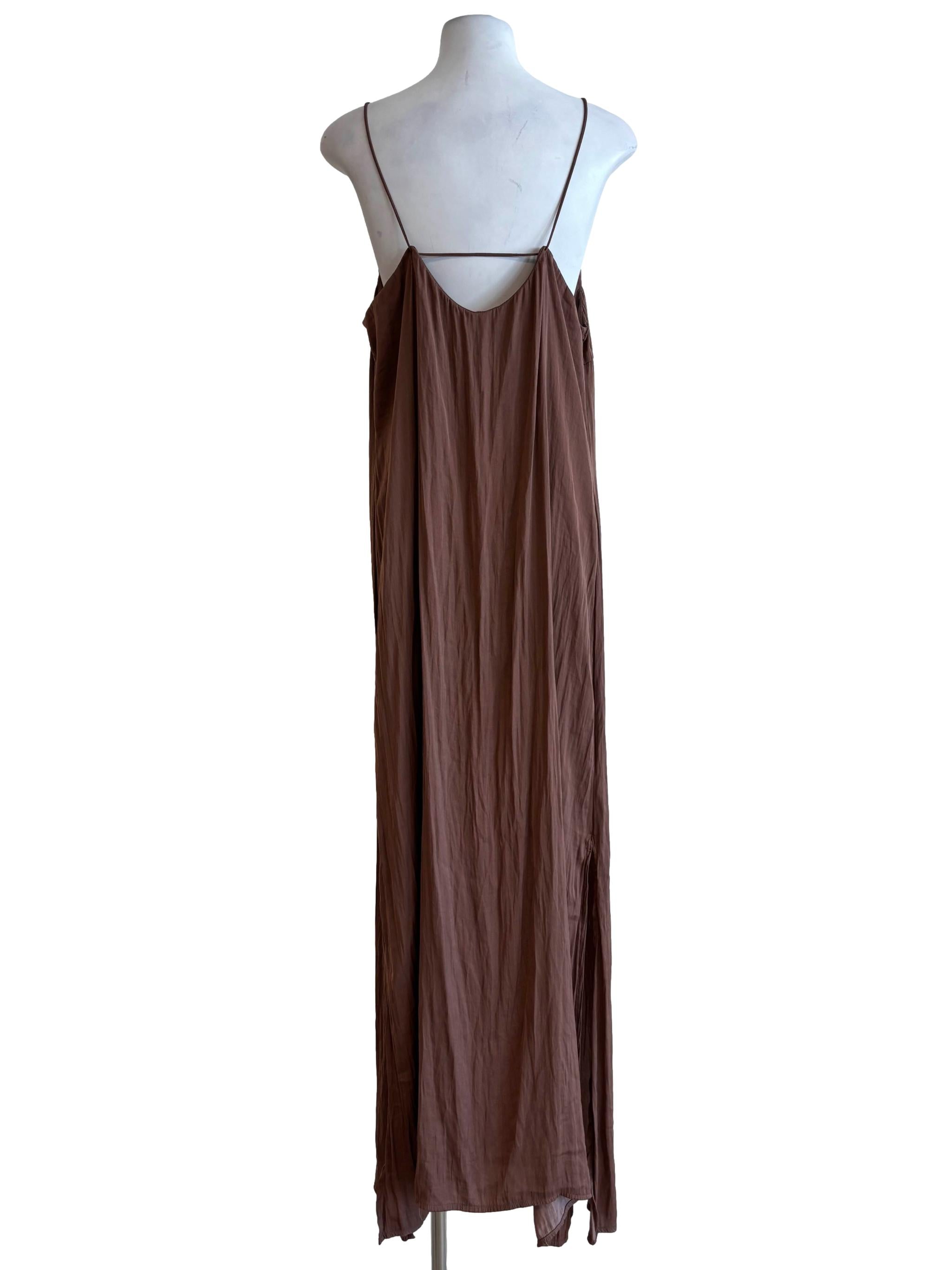 Clay Brown Satin Slip Dress
