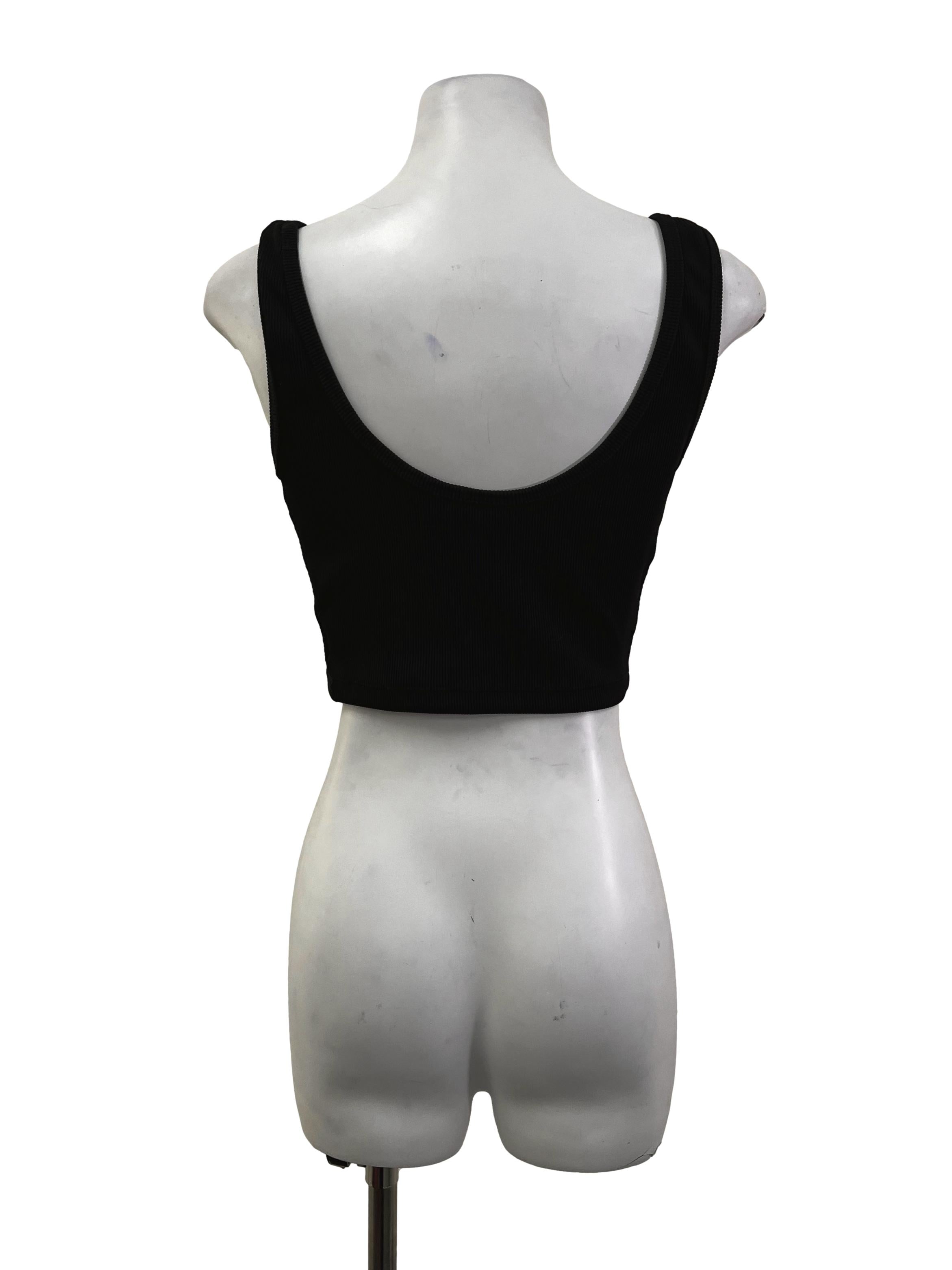 Black Ribbed Cropped Tank Top