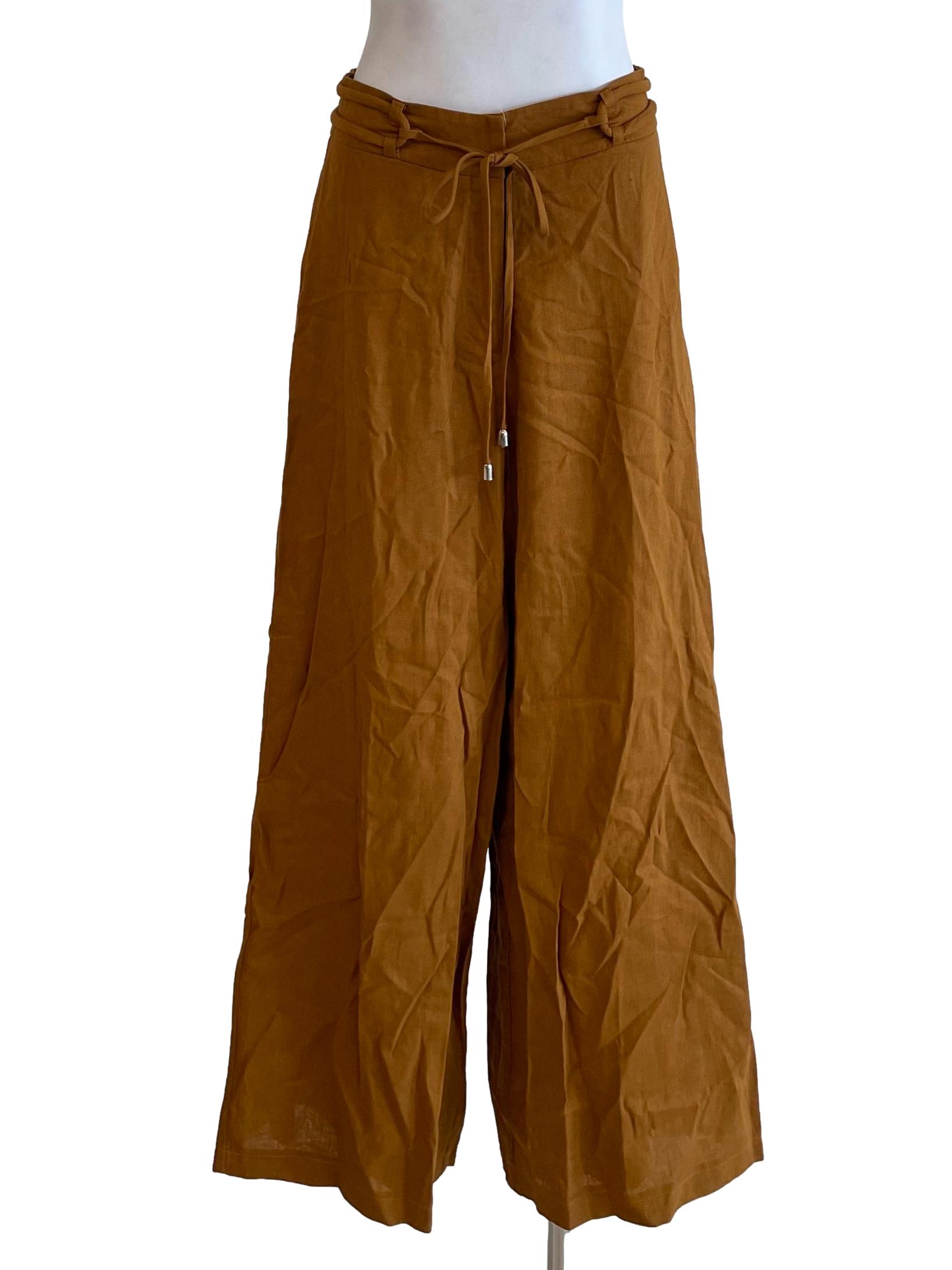 Dark Honey Tie Knot Wide Leg Pants