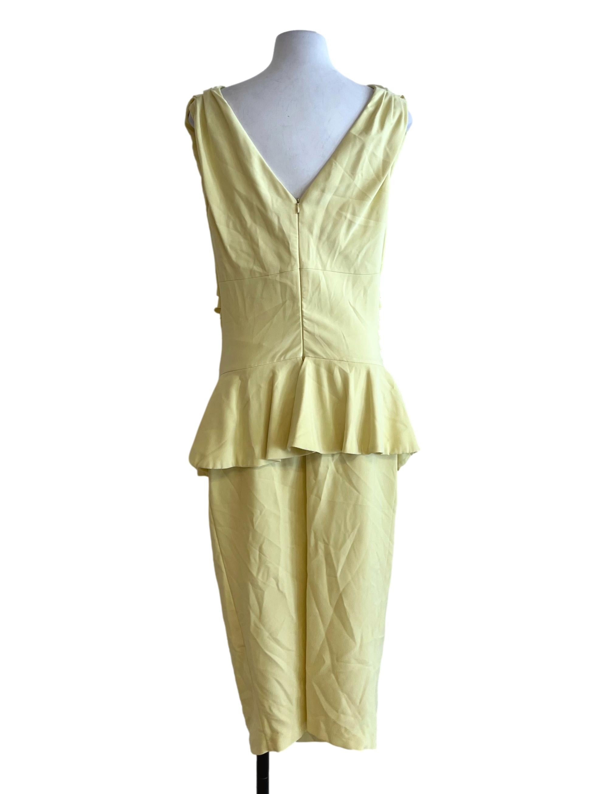 Butter Yellow V-Neckline Sheath Dress