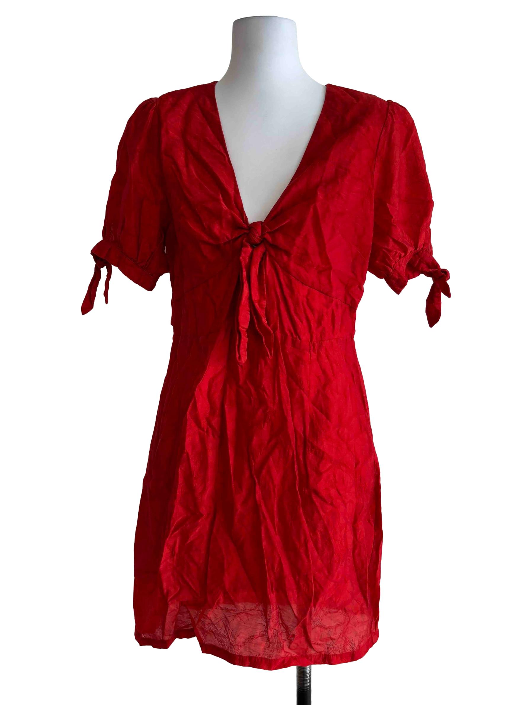 Candy Red Front Tie Dress
