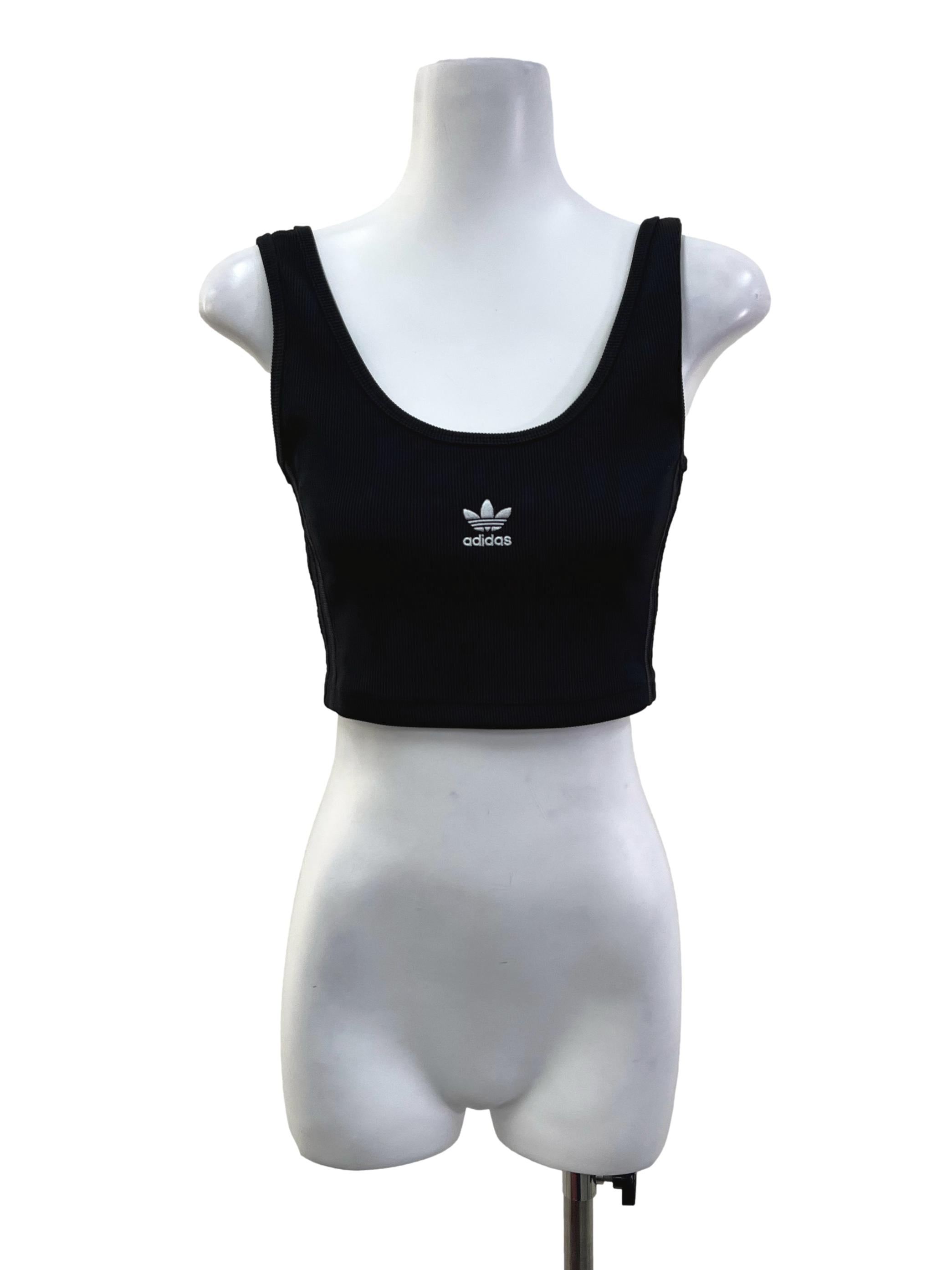 Black Ribbed Cropped Tank Top