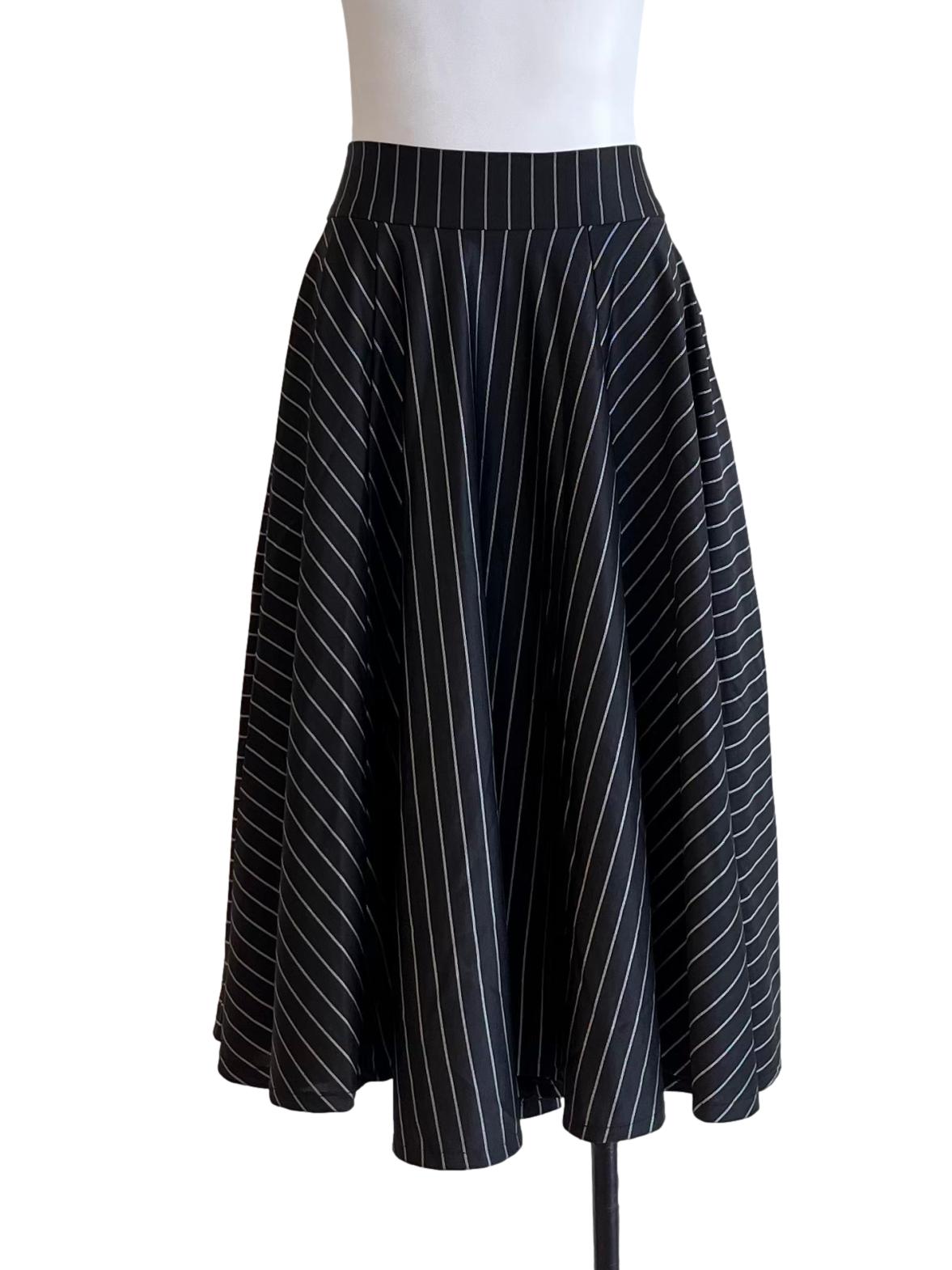 Black And White Pinstripe Circle Skirt