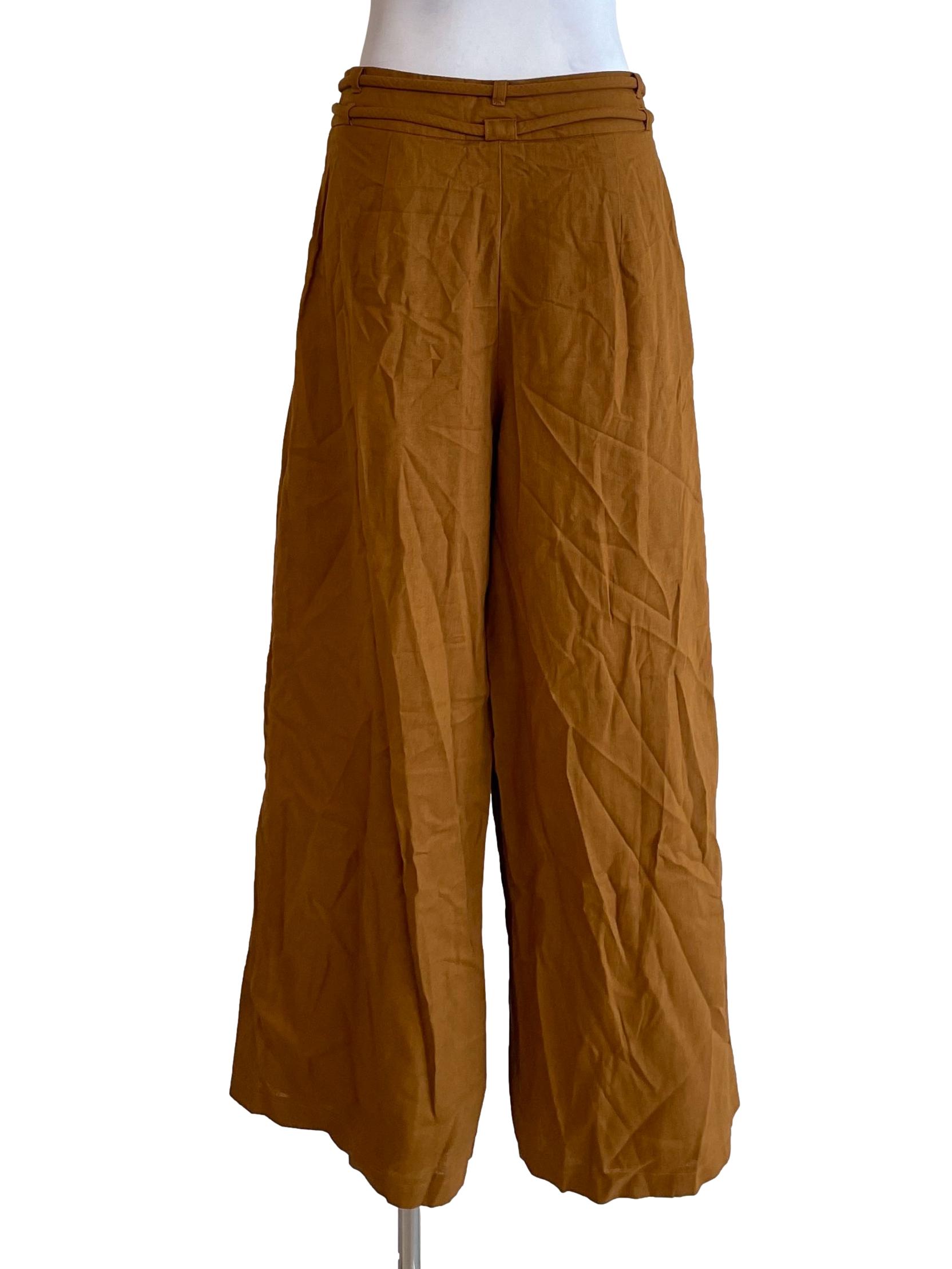 Dark Honey Tie Knot Wide Leg Pants