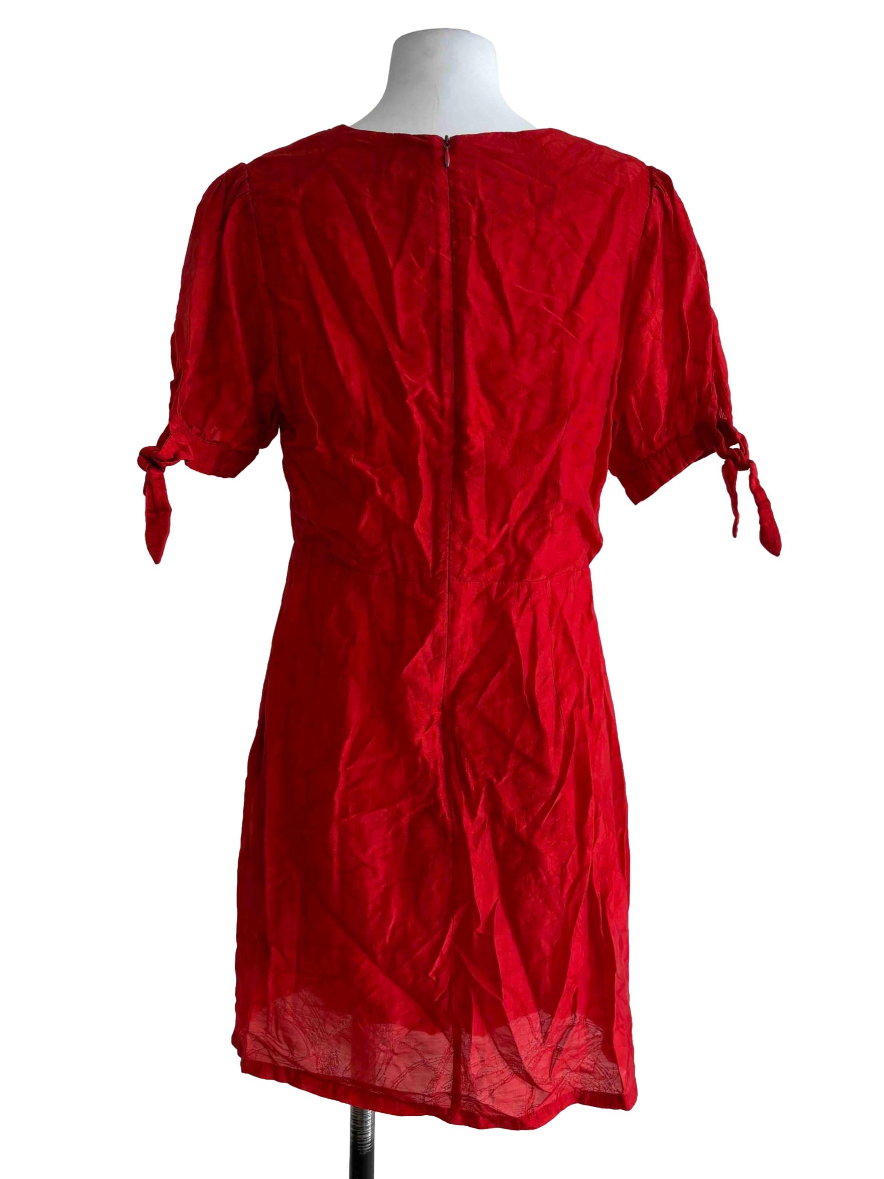 Candy Red Front Tie Dress