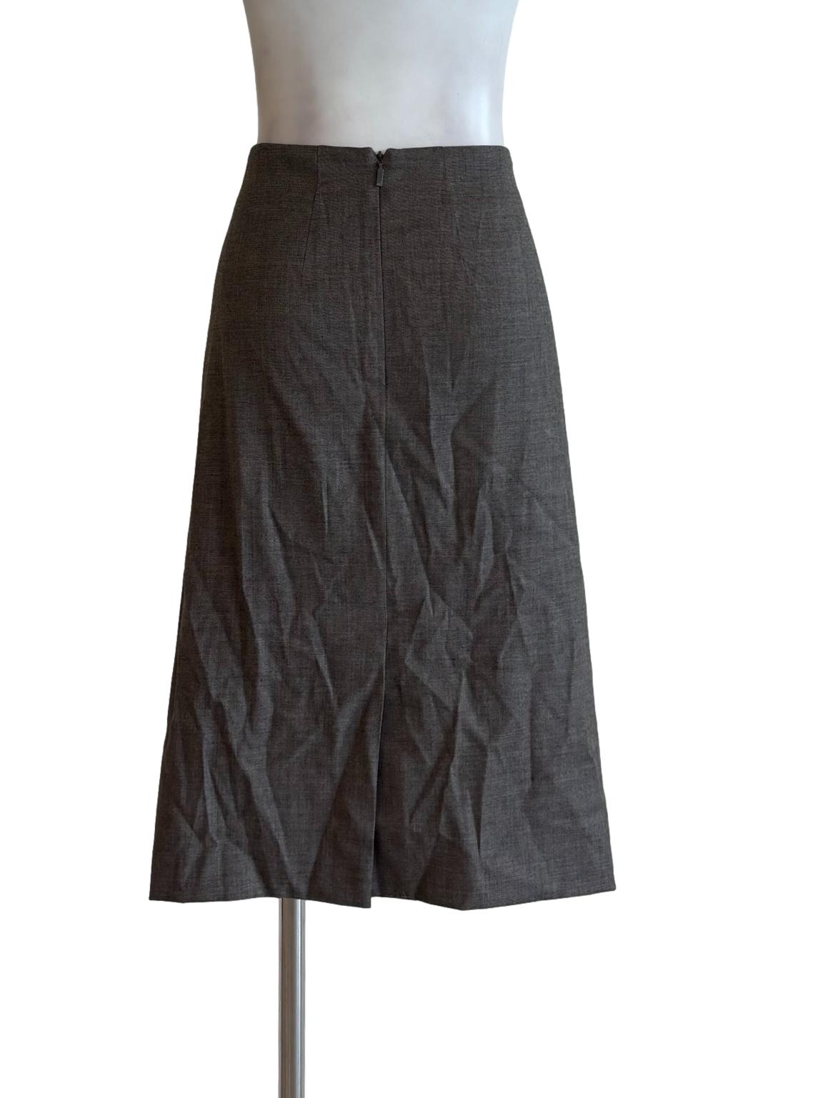 Buff Brown Cotton Midi Skirt