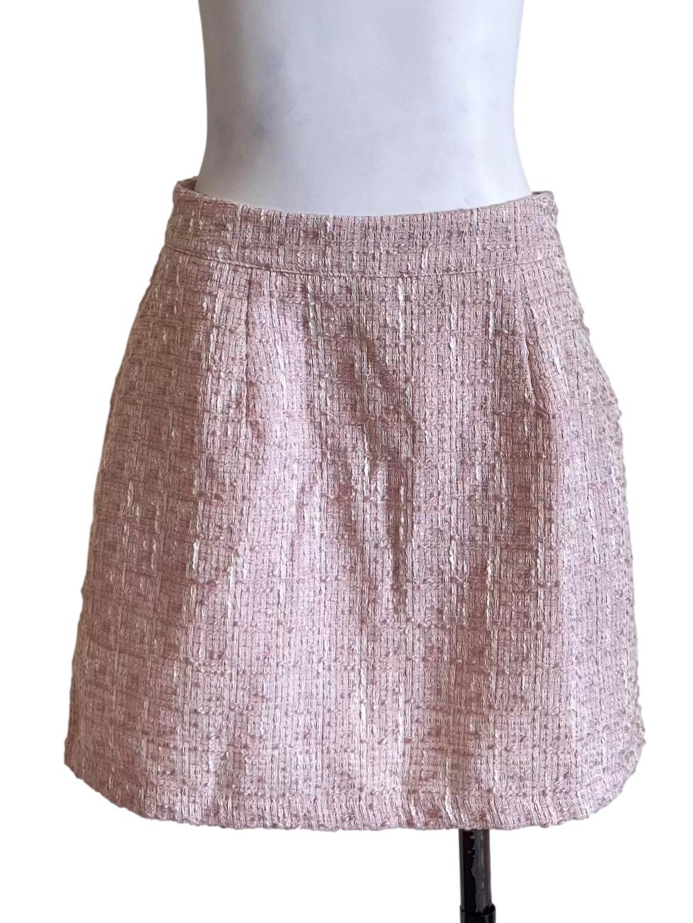 Baby Pink Tweed Mini Skirt