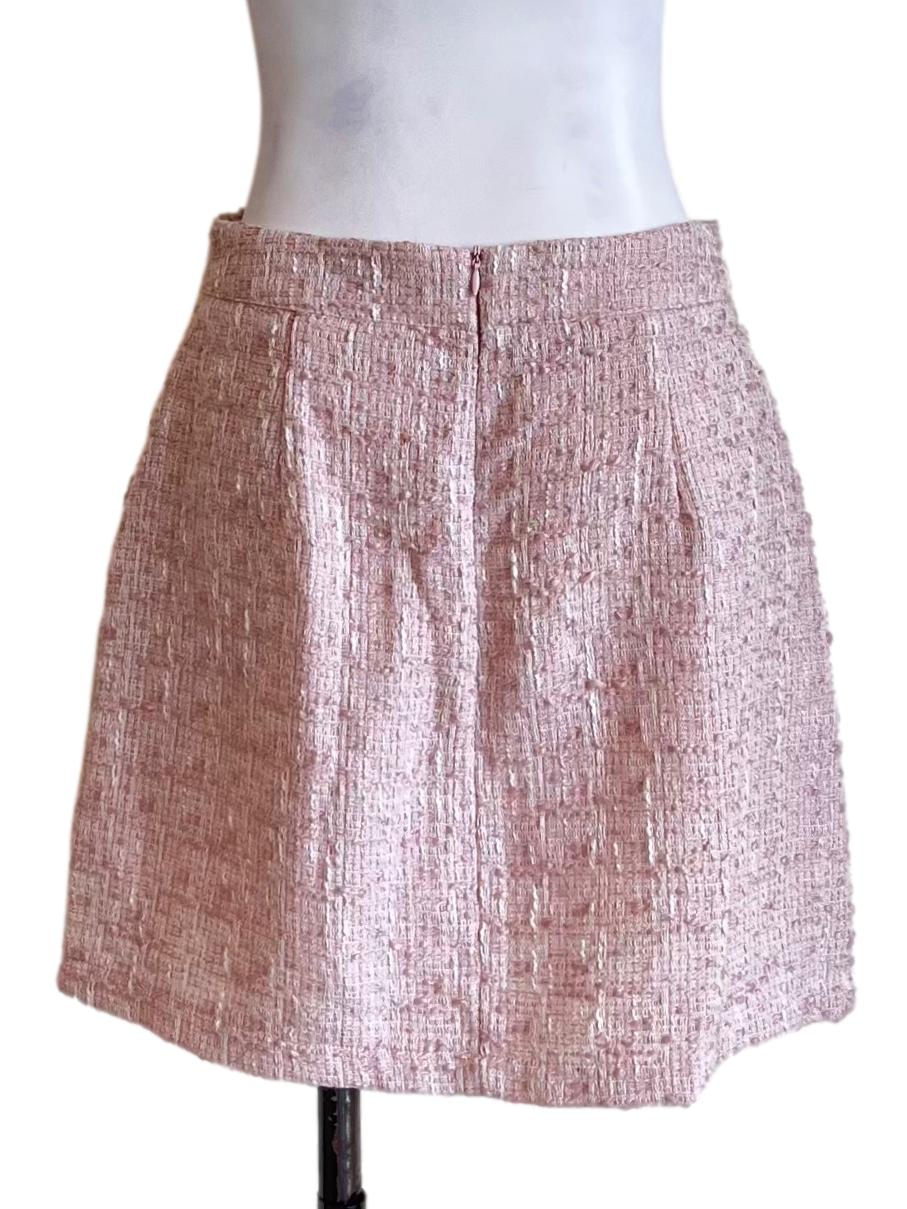 Baby Pink Tweed Mini Skirt