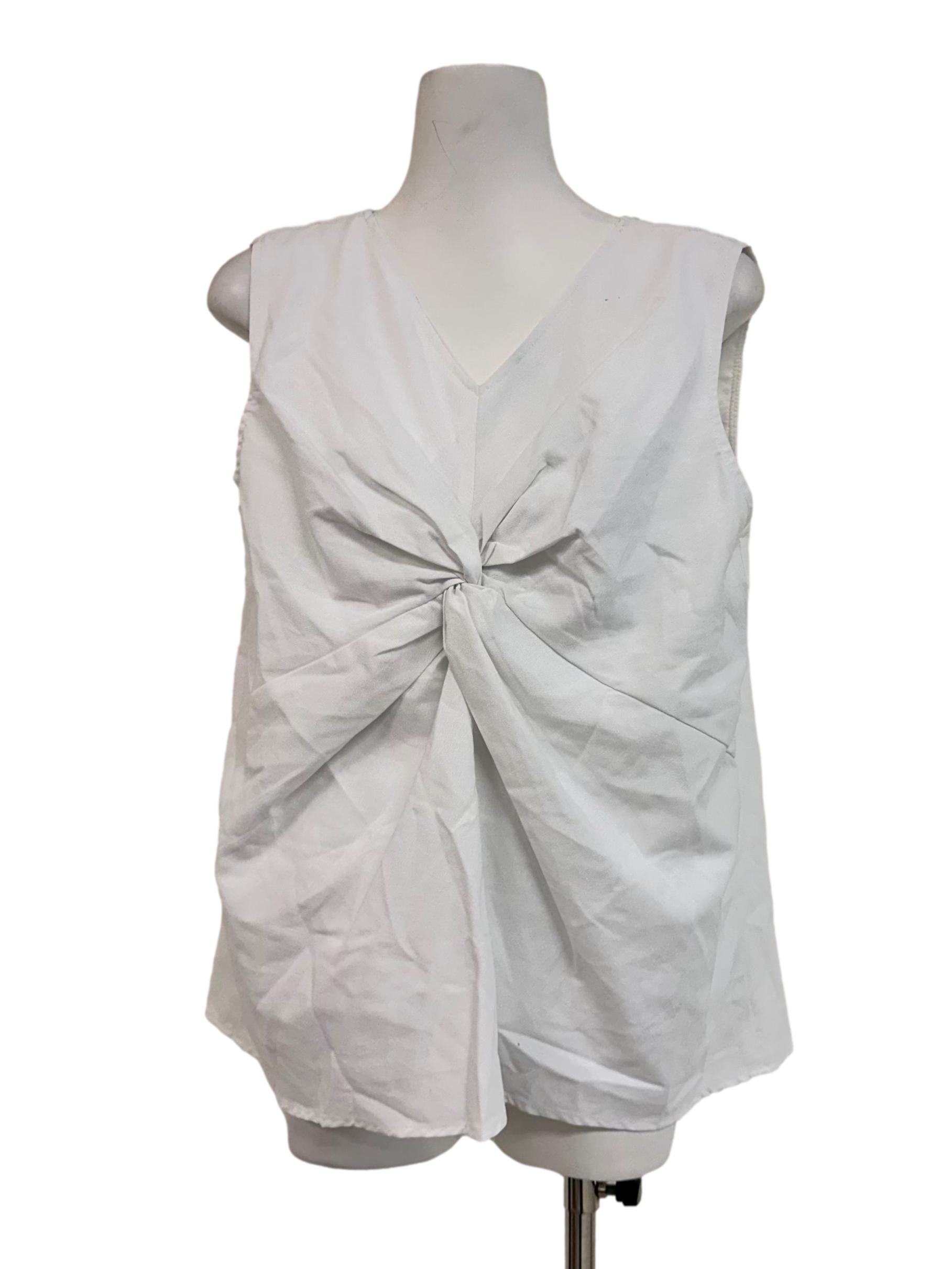 White Twist Pattern Sleeveless Top
