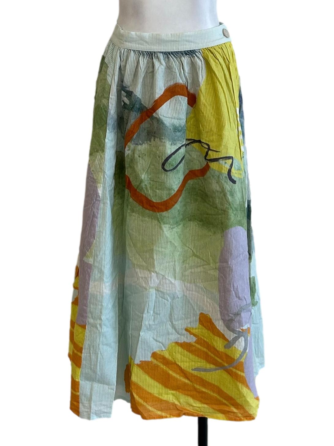 Muted Pastels Abstract Midi Skirt OSN