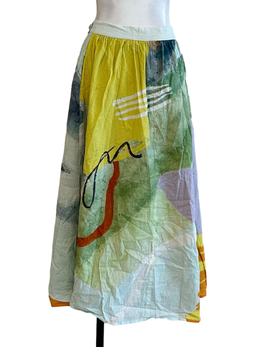 Muted Pastels Abstract Midi Skirt OSN