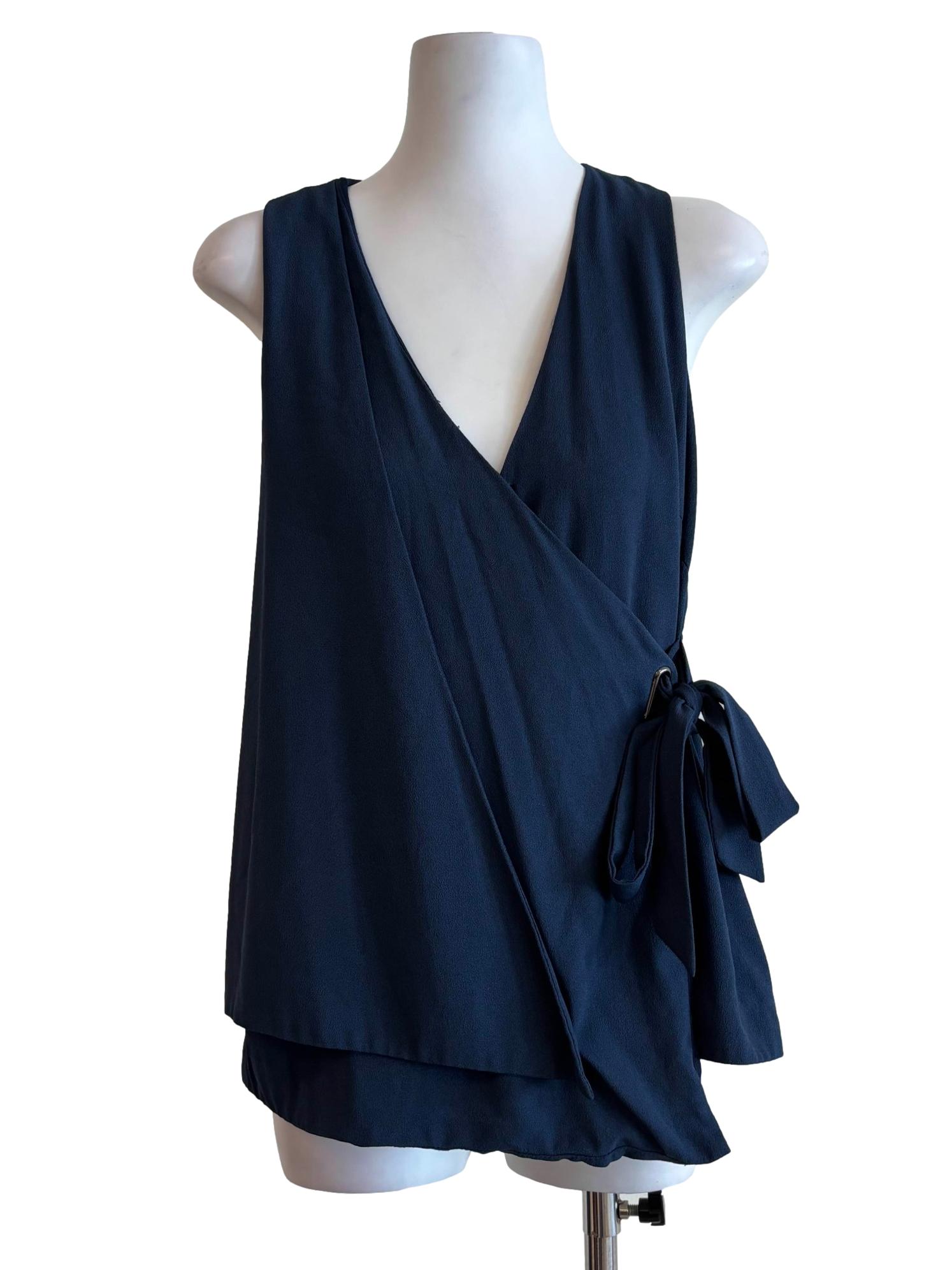 Ocean Blue Sleeveless Wrap Top