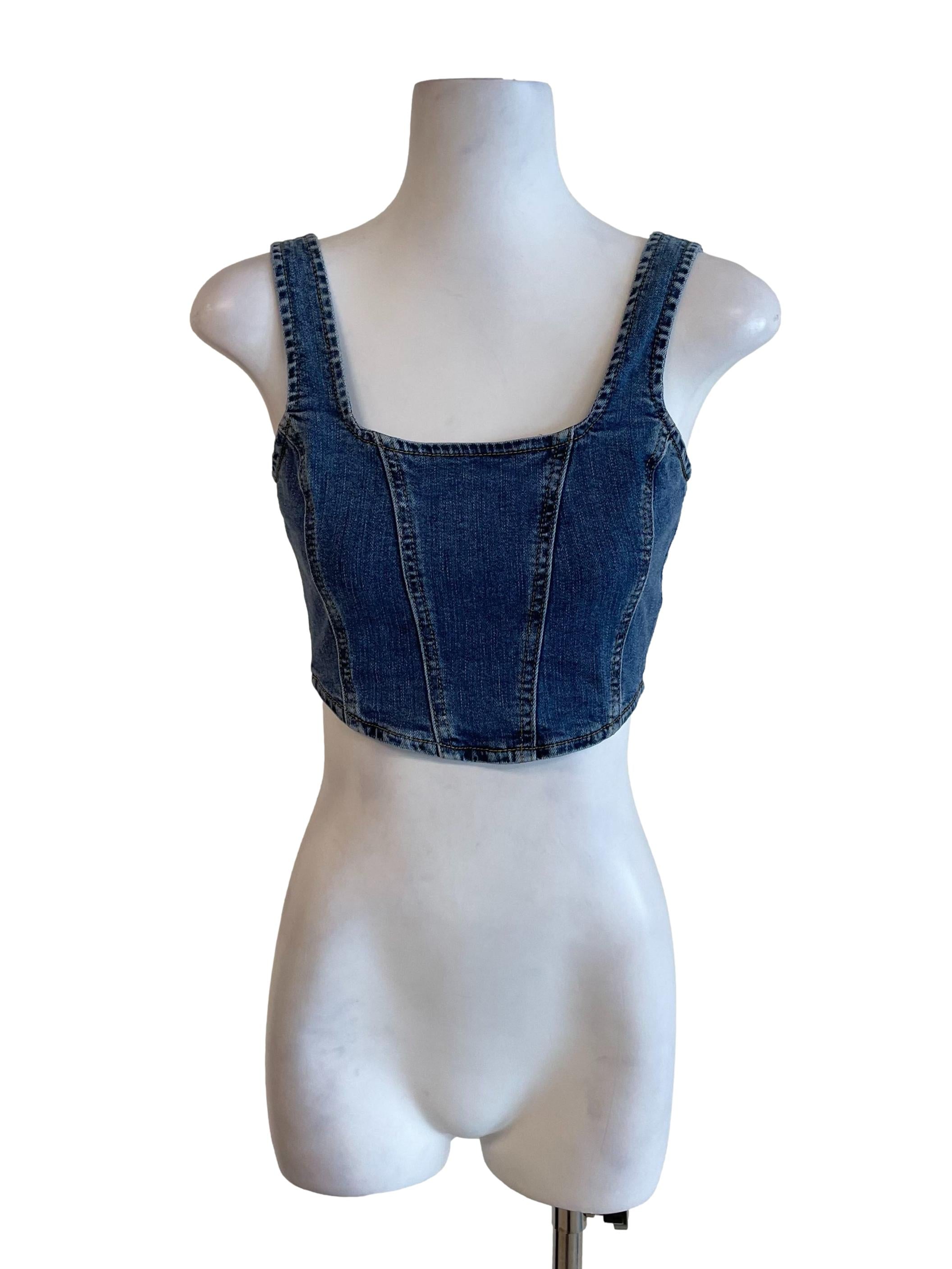 Blue Denim Corset Tube Top