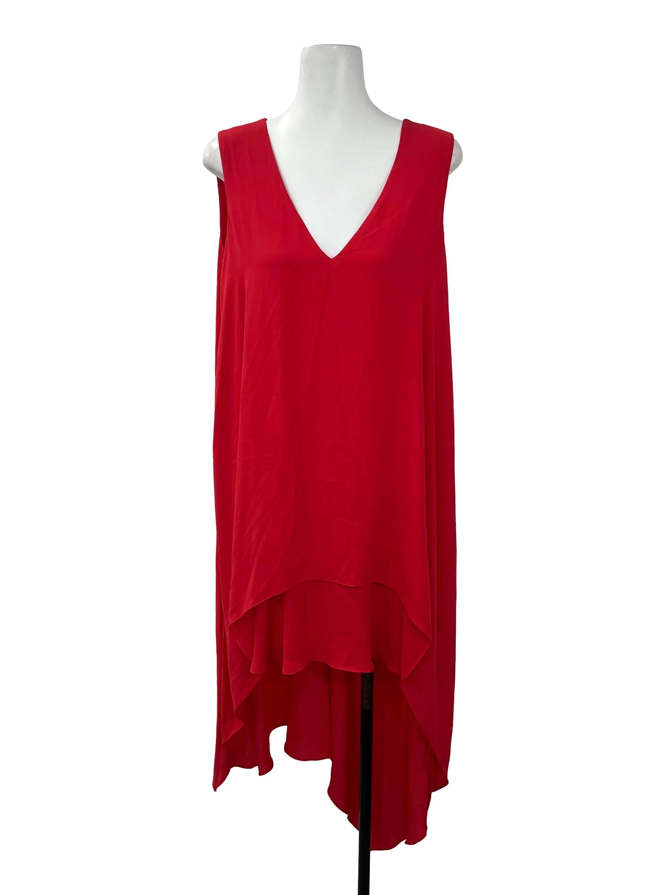 Red V Neck Dress