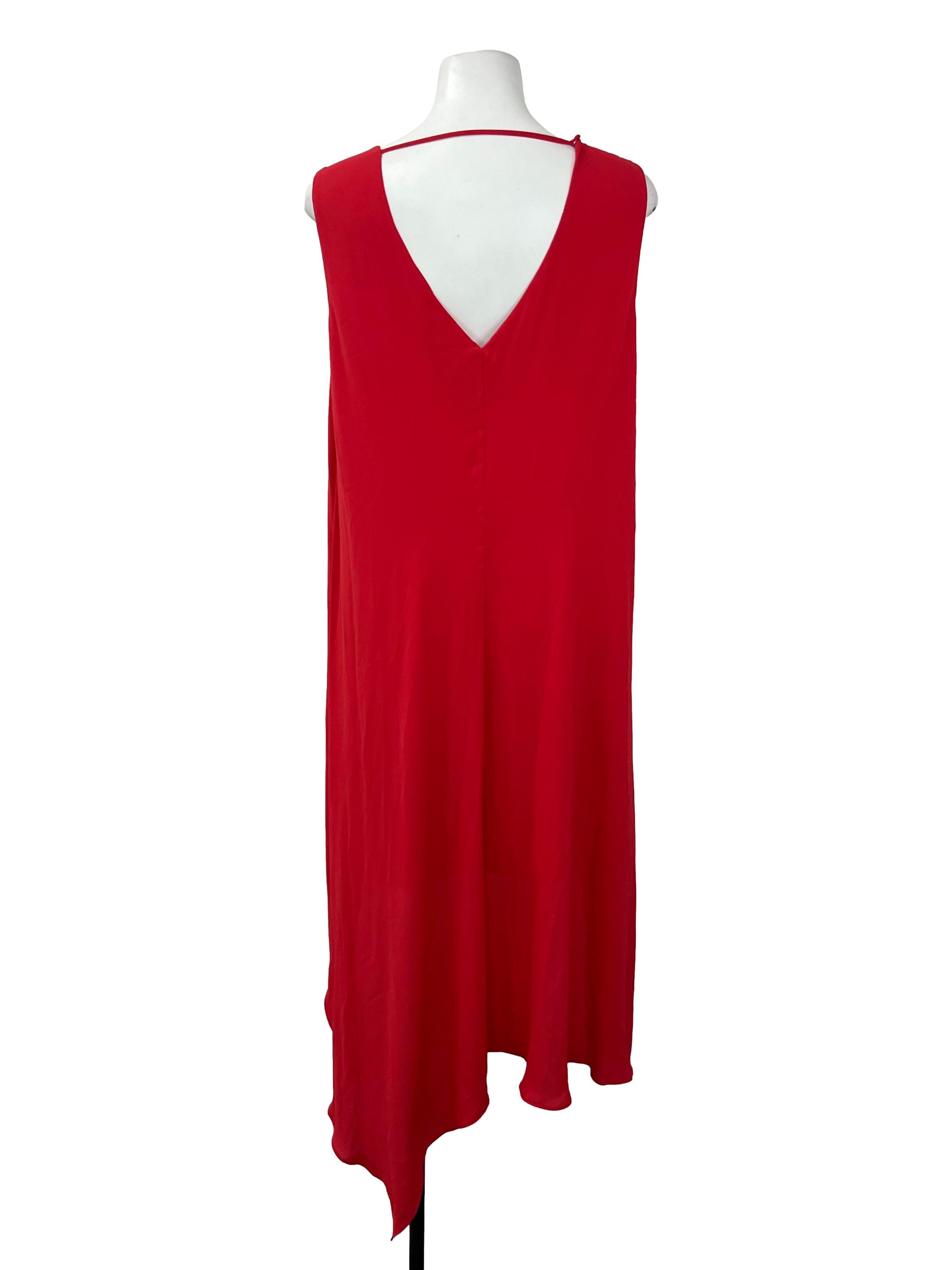 Red V Neck Dress