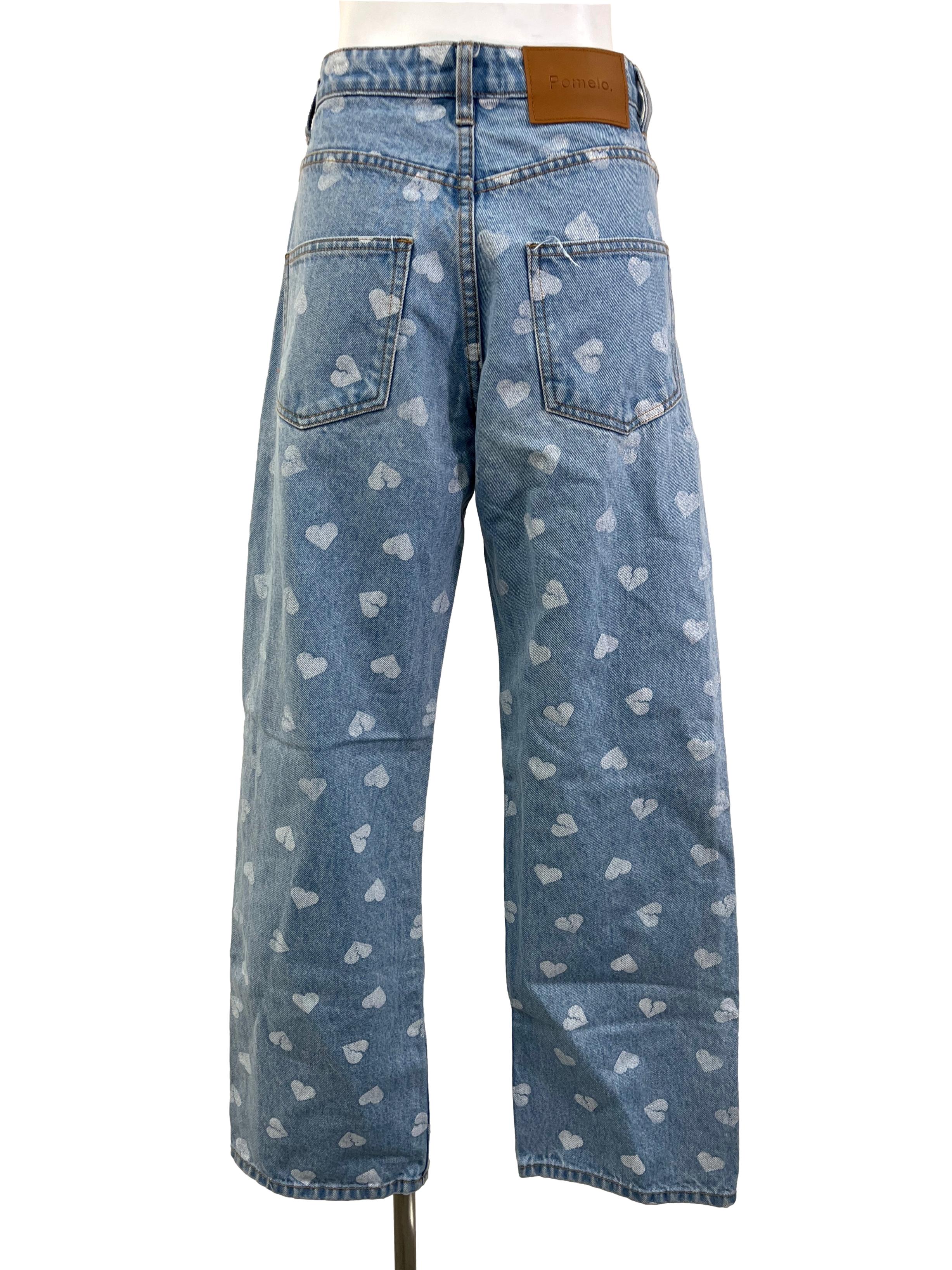 Light Blue White Heart Jeans