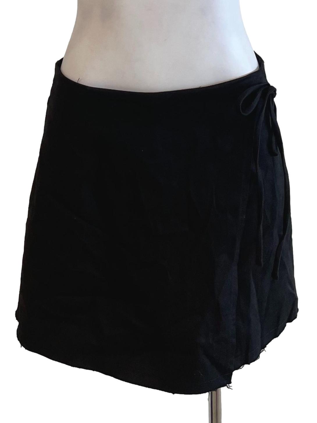 Black A-Line Distressed Jean Skorts