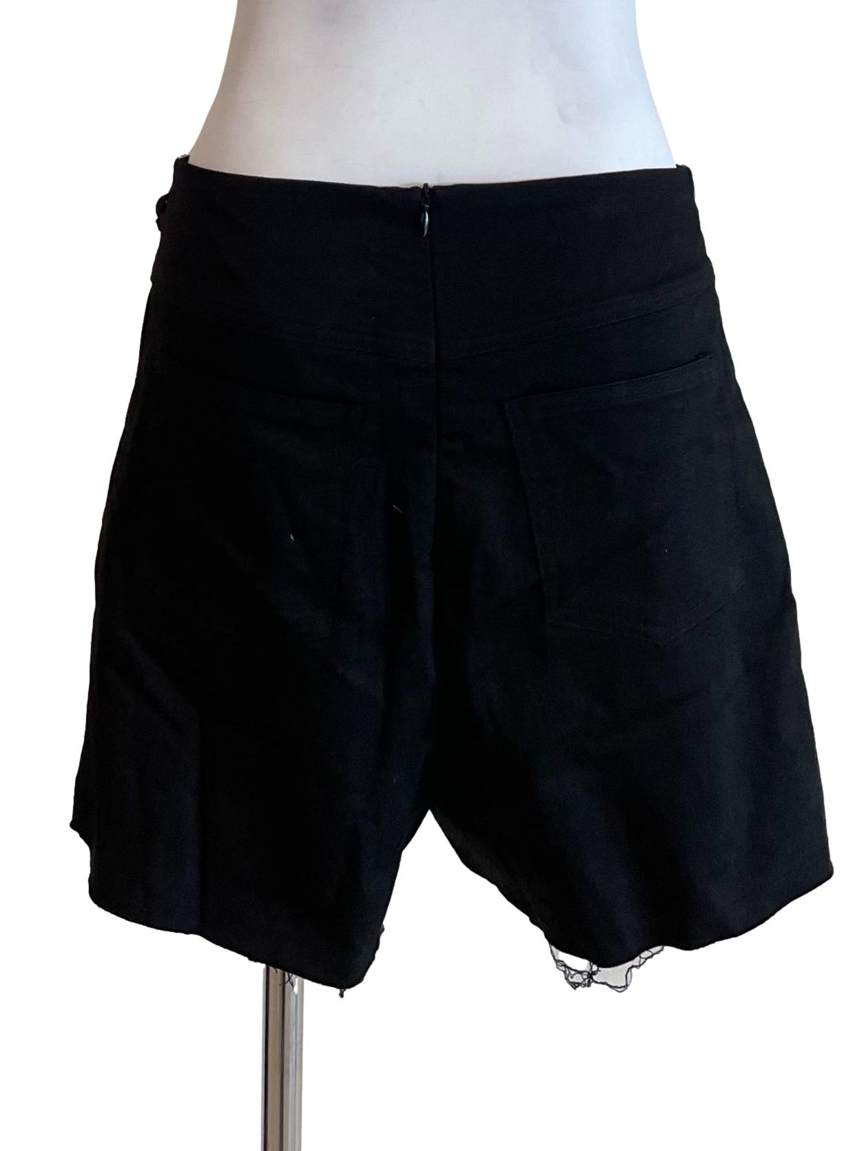 Black A-Line Distressed Jean Skorts