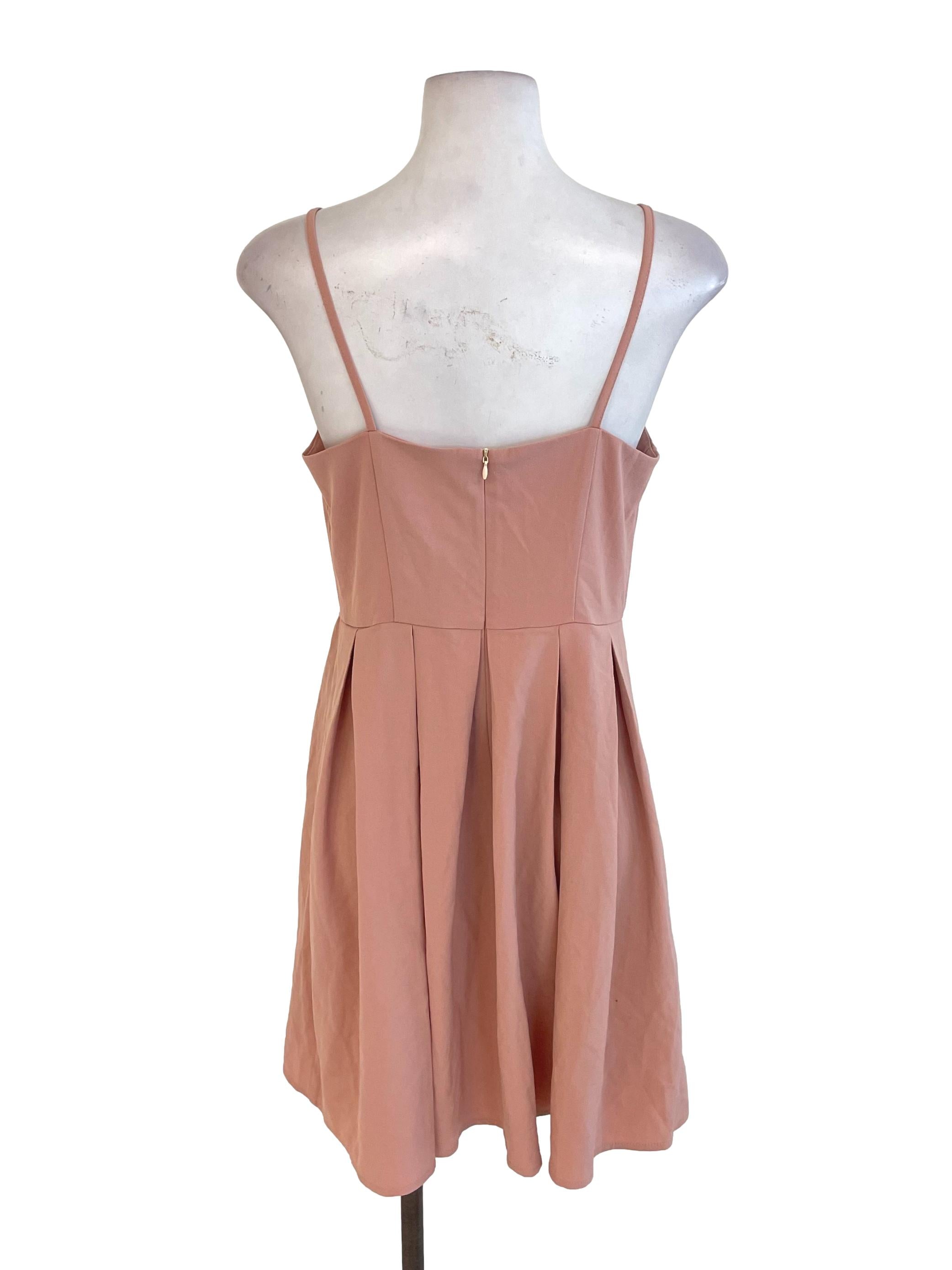 Nude Pink Pleated Dress