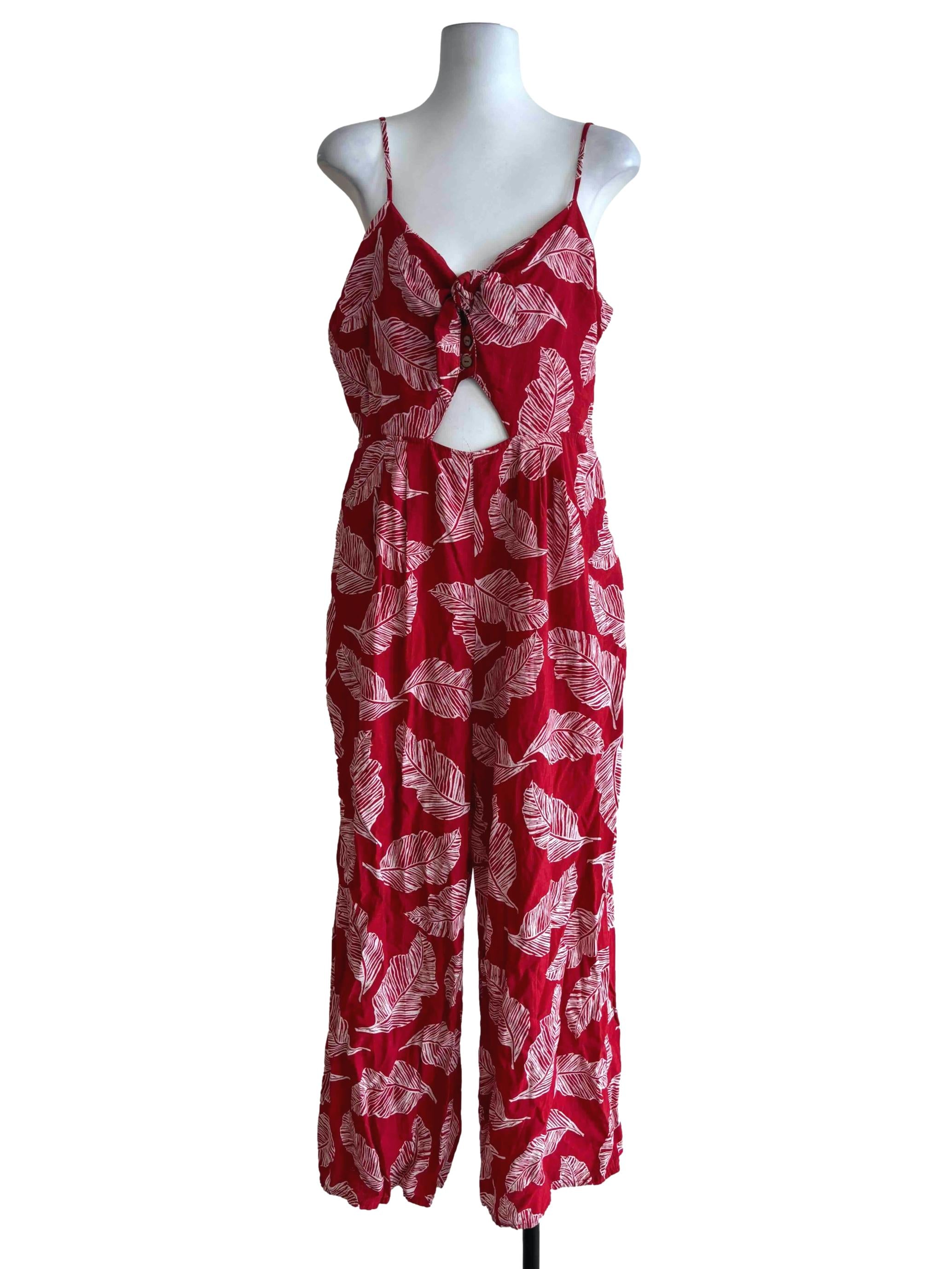 Crimson Red Leaf Cami Jumpsuit