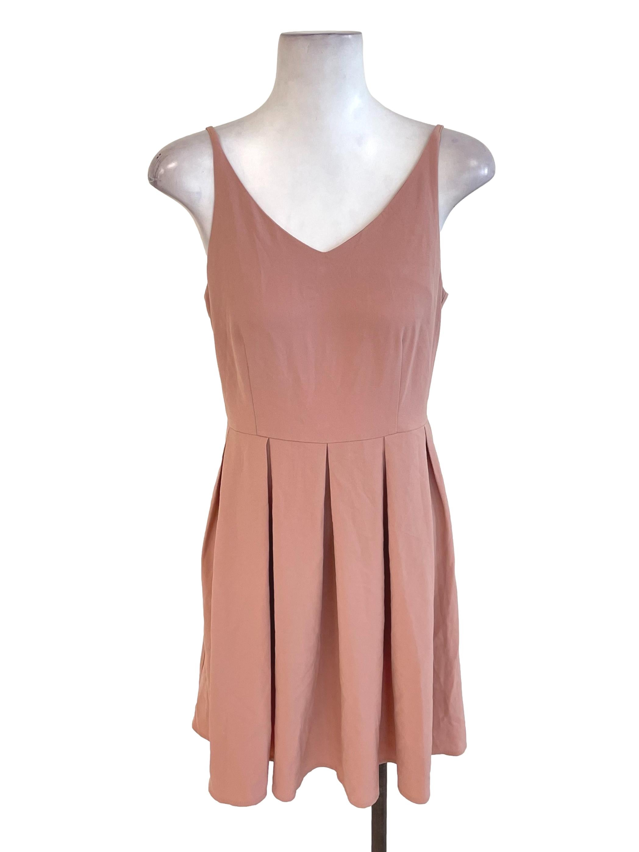 Nude Pink Pleated Dress