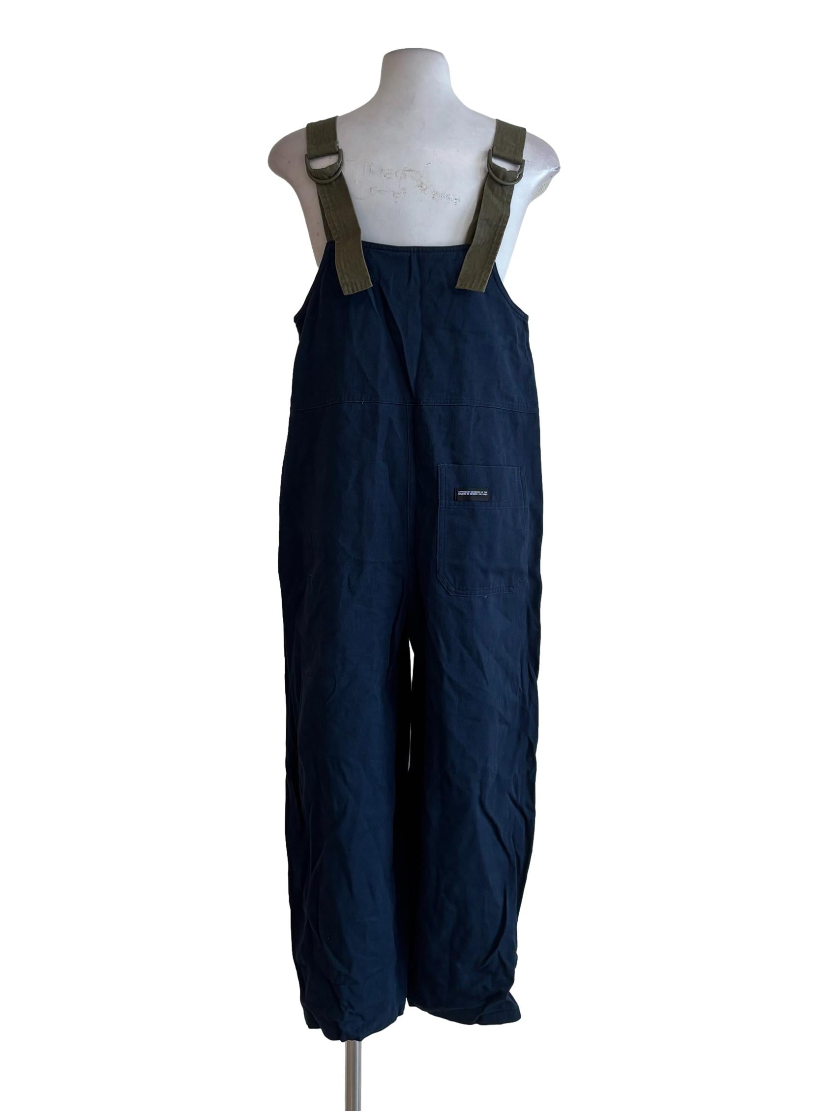 Dark Blue Olive Green Strap Overalls